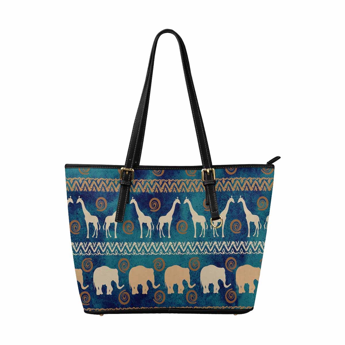 Large Leather Tote Shoulder Bag in multicolor, showcasing its spacious design and stylish appearance.