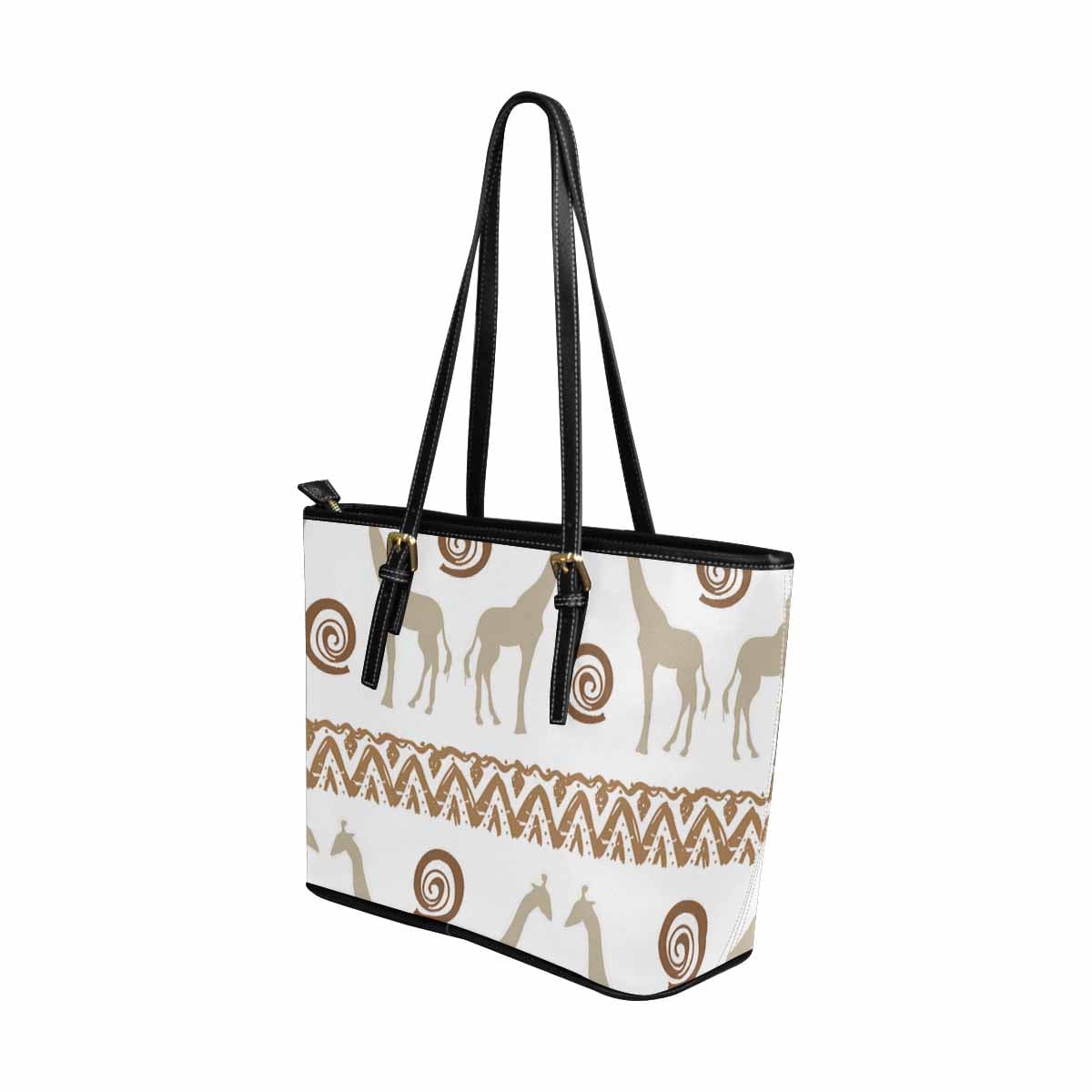 Large Leather Tote Shoulder Bag in multicolor, showcasing its spacious design and adjustable straps.