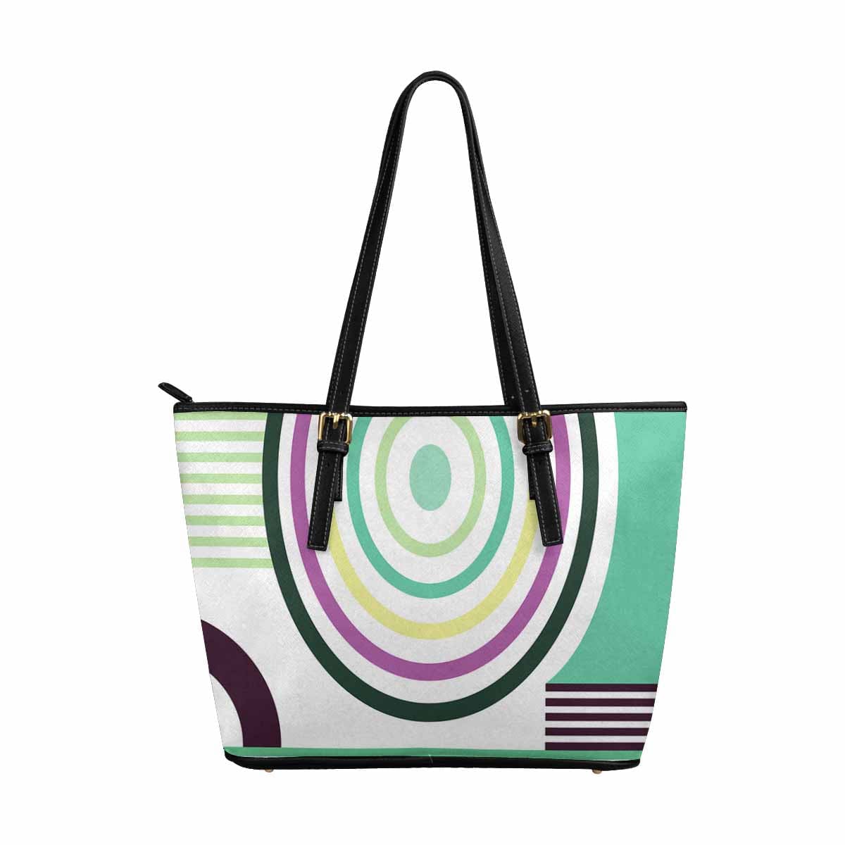 Large Leather Tote Shoulder Bag in multicolor, showcasing its spacious design and adjustable shoulder straps.