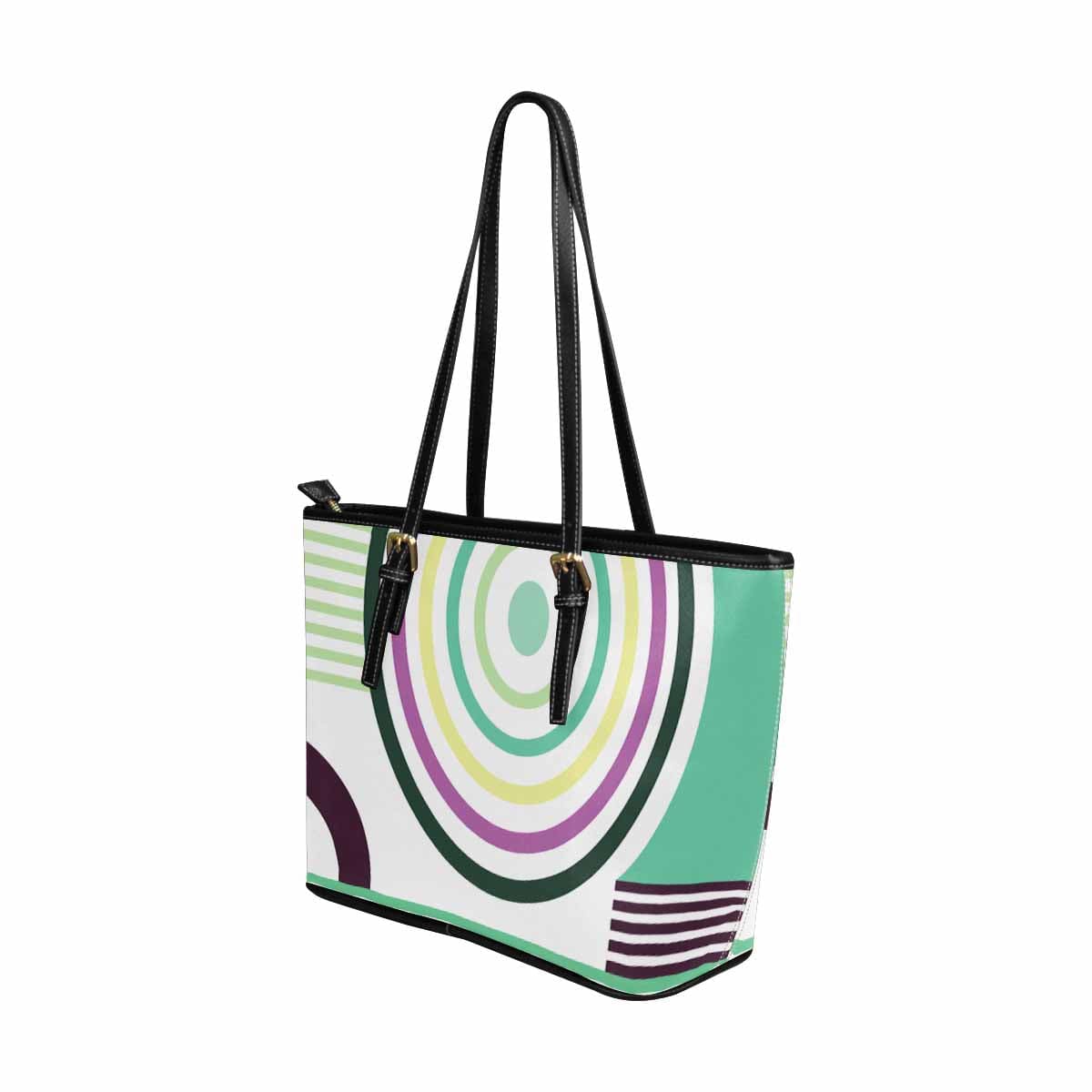 Large Leather Tote Shoulder Bag in multicolor, showcasing its spacious design and adjustable shoulder straps.