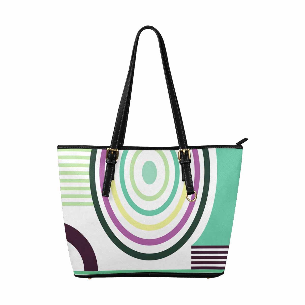 Large Leather Tote Shoulder Bag in multicolor, showcasing its spacious design and adjustable shoulder straps.