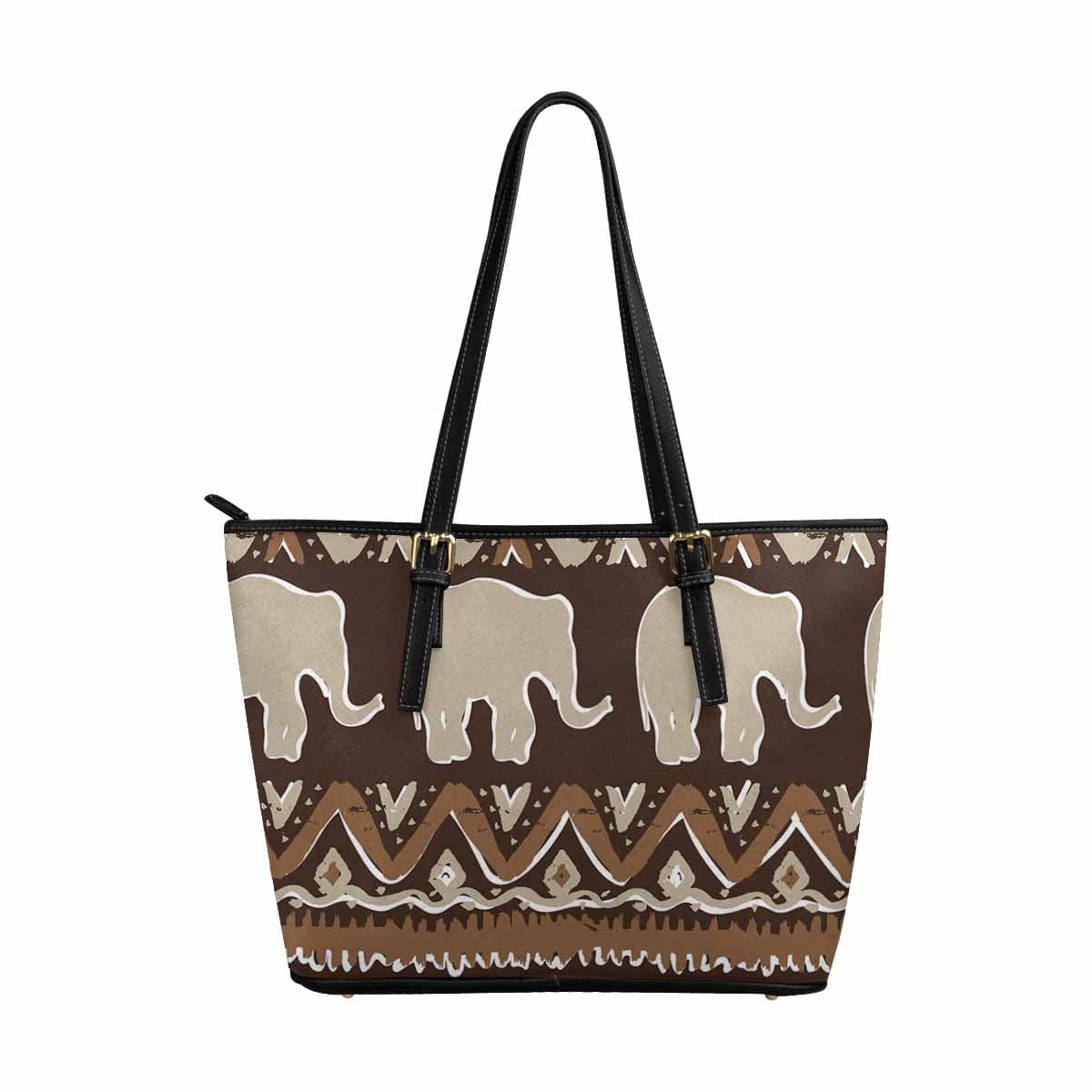 Large Leather Tote Shoulder Bag in multicolor, showcasing its spacious design and adjustable shoulder straps.