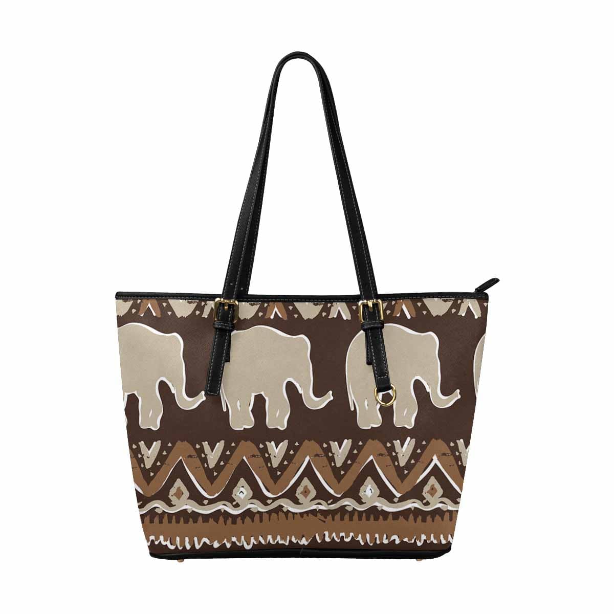 Large Leather Tote Shoulder Bag in multicolor, showcasing its spacious design and adjustable shoulder straps.