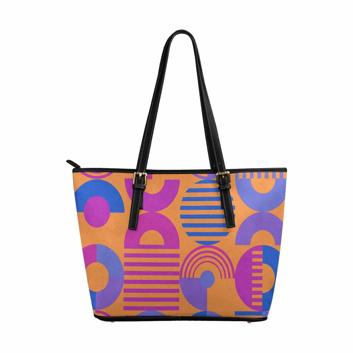 Large Leather Tote Shoulder Bag in multicolor, showcasing its spacious design and adjustable straps.