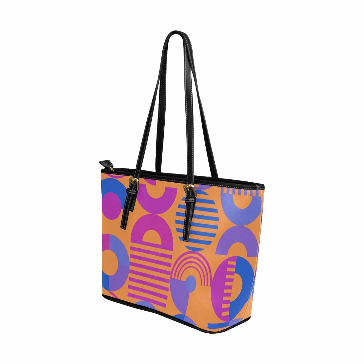 Large Leather Tote Shoulder Bag in multicolor, showcasing its spacious design and adjustable straps.