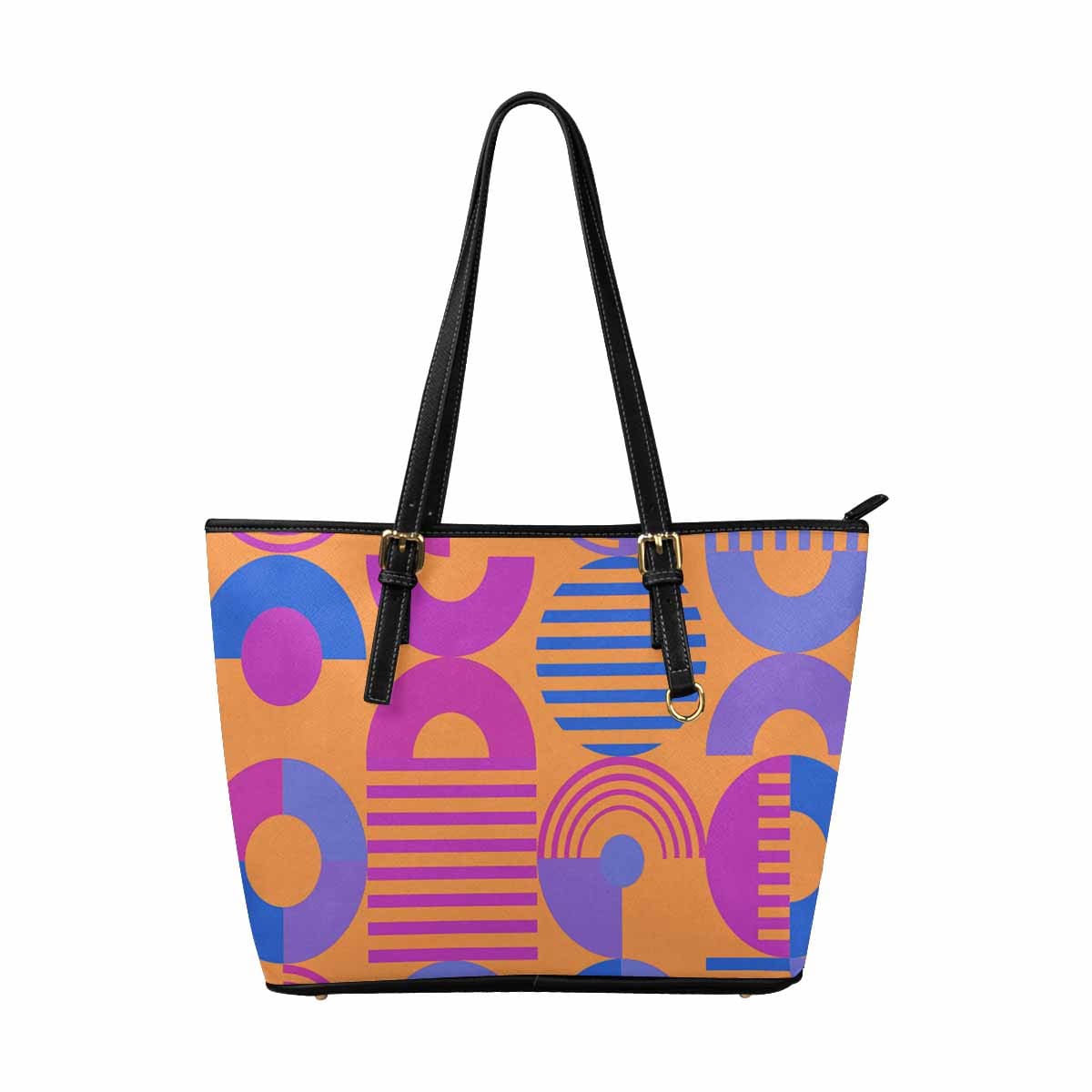 Large Leather Tote Shoulder Bag in multicolor, showcasing its spacious design and adjustable straps.