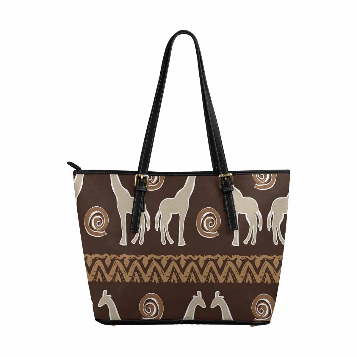 Large Leather Tote Shoulder Bag in multicolor, showcasing its spacious design and adjustable straps.