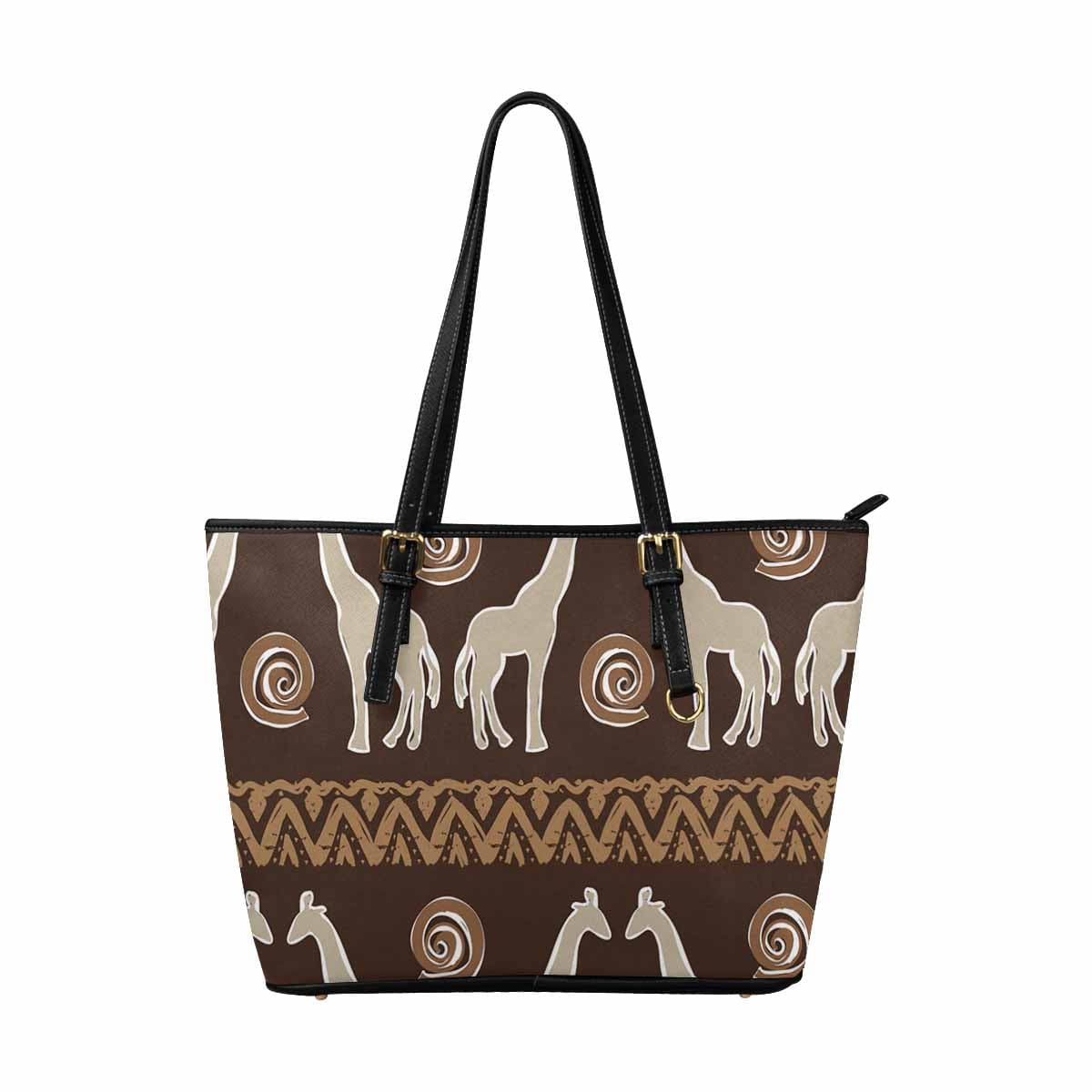 Large Leather Tote Shoulder Bag in multicolor, showcasing its spacious design and adjustable straps.