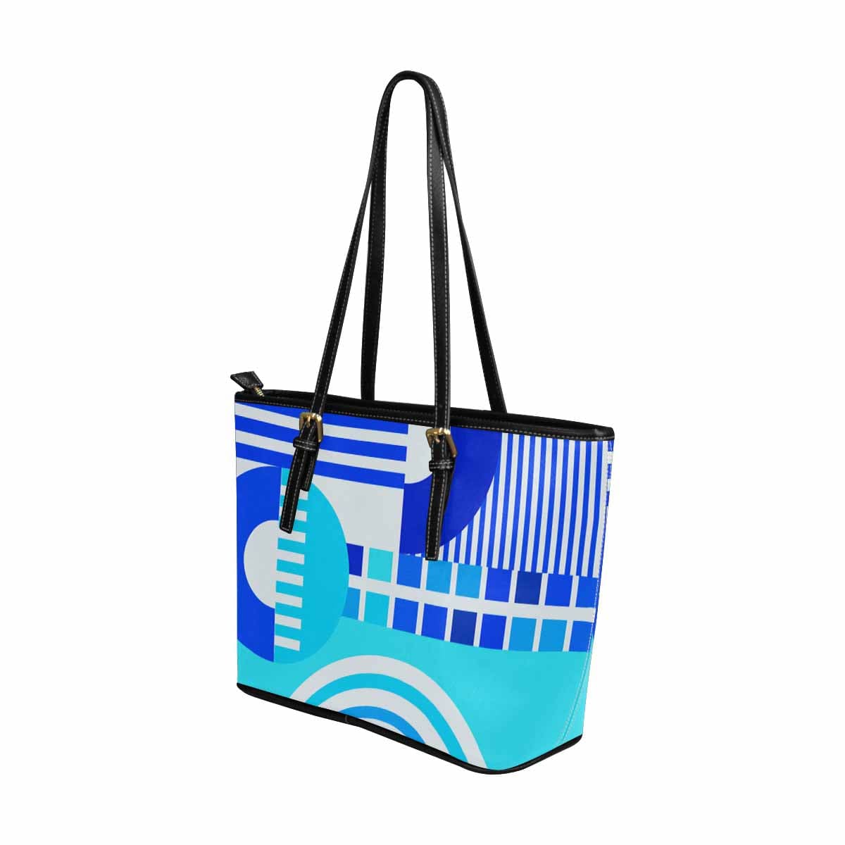 Large Leather Tote Shoulder Bag in multicolor, showcasing its spacious design and adjustable shoulder straps.