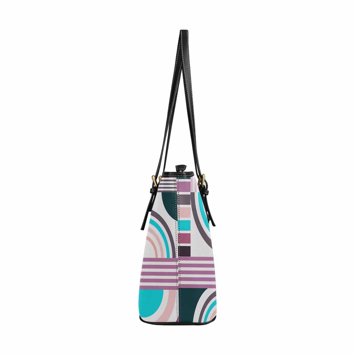 Large Leather Tote Shoulder Bag in multicolor, showcasing its spacious design and adjustable straps.