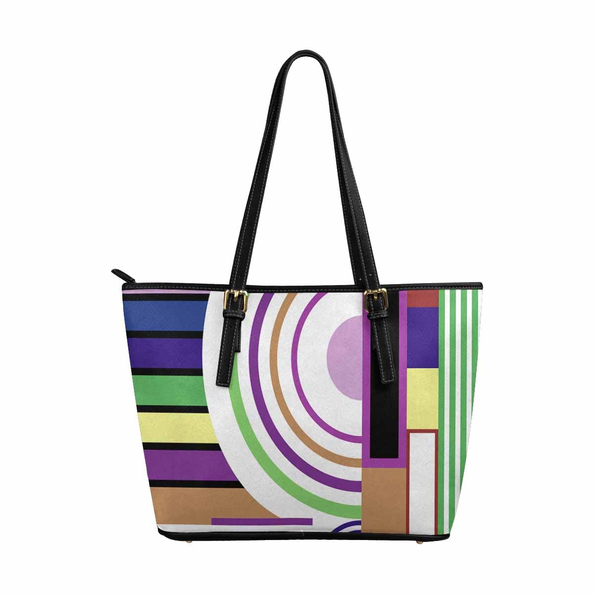 Large Leather Tote Shoulder Bag in multicolor, showcasing its spacious design and durable PU leather material.