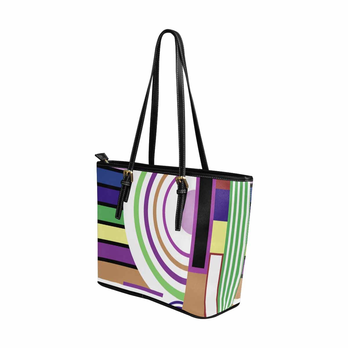 Large Leather Tote Shoulder Bag in multicolor, showcasing its spacious design and durable PU leather material.