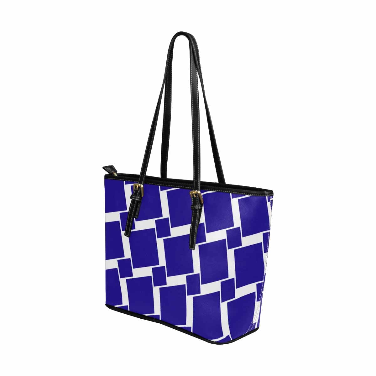 Large Leather Tote Shoulder Bag in purple grid illustration, showcasing its spacious design and stylish appearance.