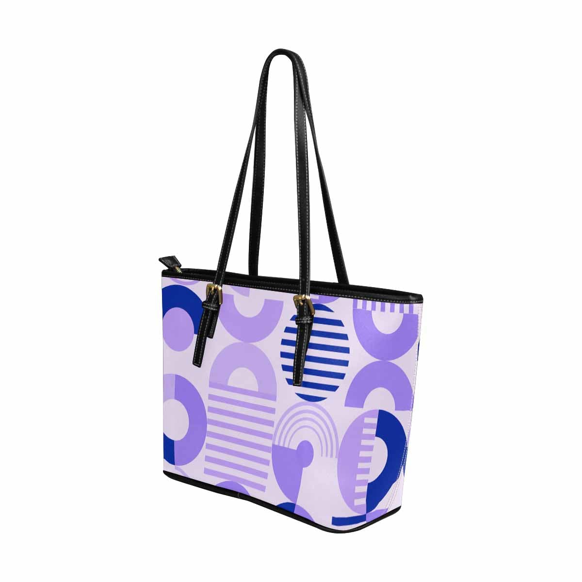 Large Leather Tote Shoulder Bag in purple multicolor, showcasing its spacious design and stylish appearance.