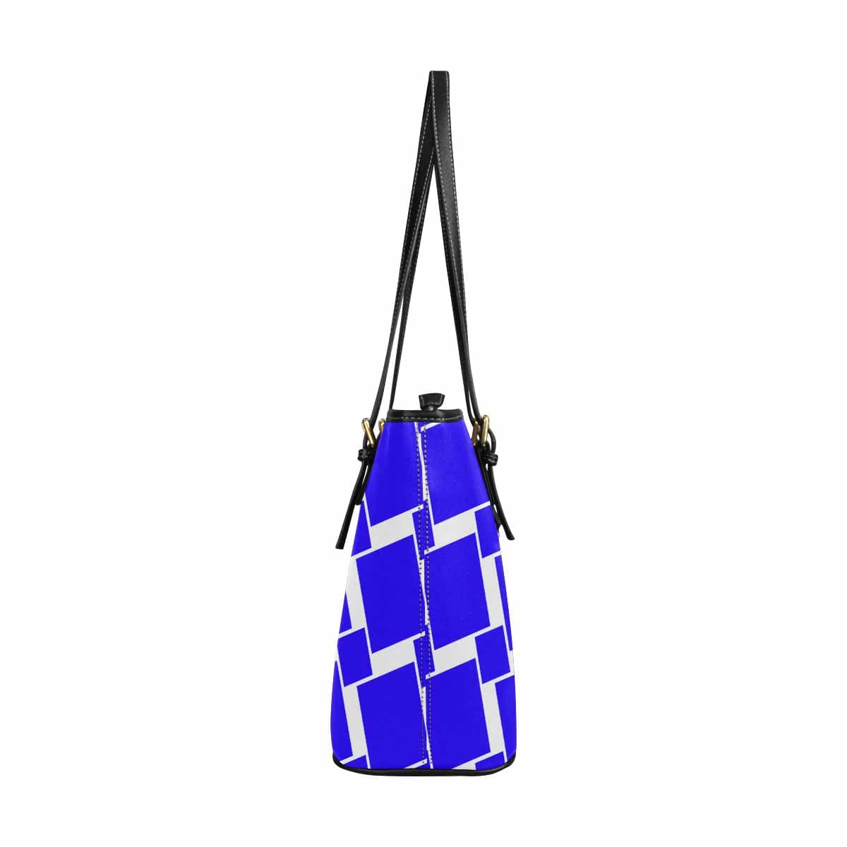 Large Royal Blue Leather Tote Shoulder Bag with zipper closure and adjustable straps, showcasing its spacious interior and stylish design.