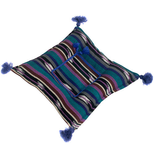 Large Woven Square Trivet handcrafted in Guatemala, featuring vibrant traditional fabric and aromatic spice filling.