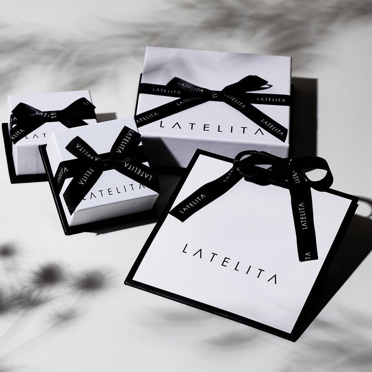 Latelita Long Drop Earrings in Silver with sparkling white zirconia stones, elegantly designed for special occasions.