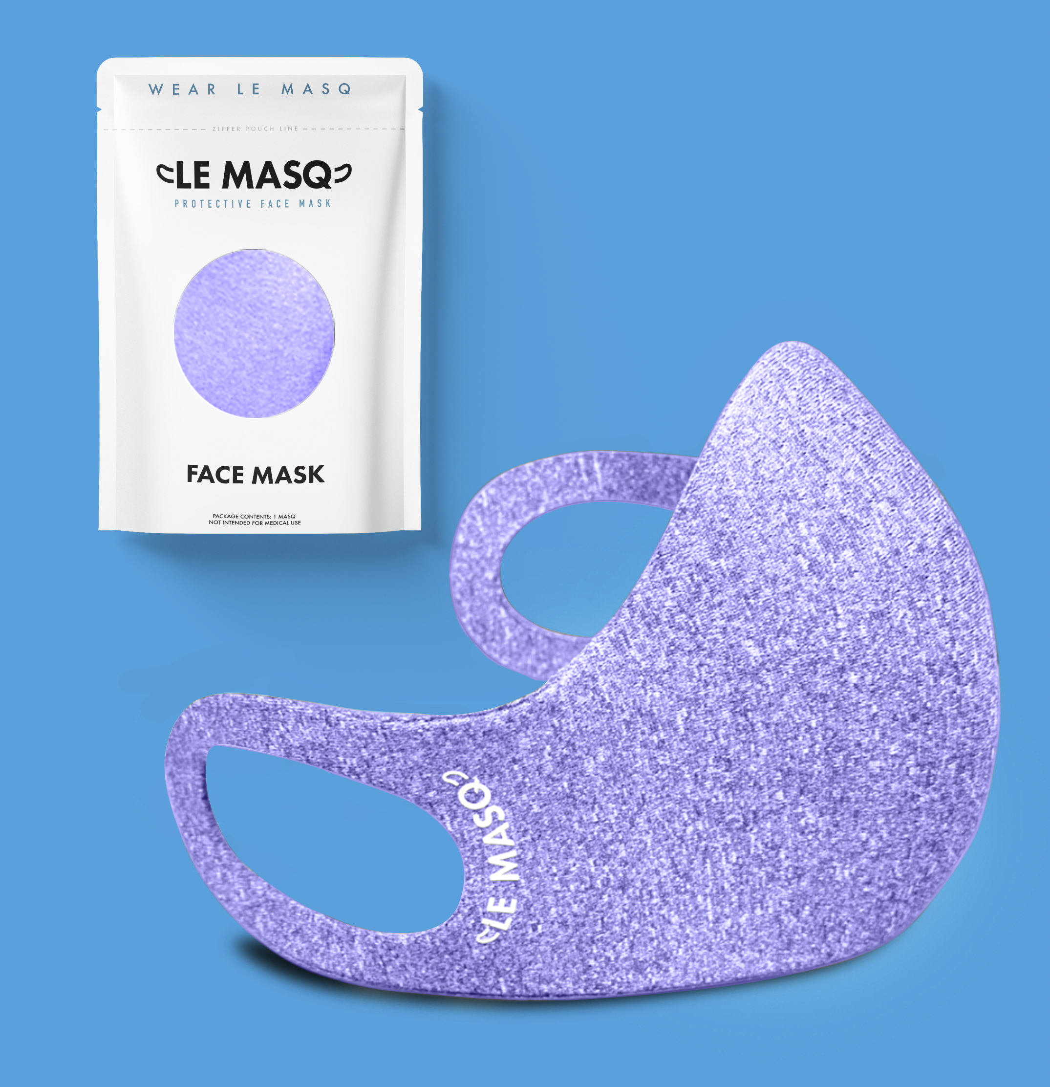 Lavender Ninja MASQ (3-Pack) featuring stylish lavender color and soft ear loops for comfort.