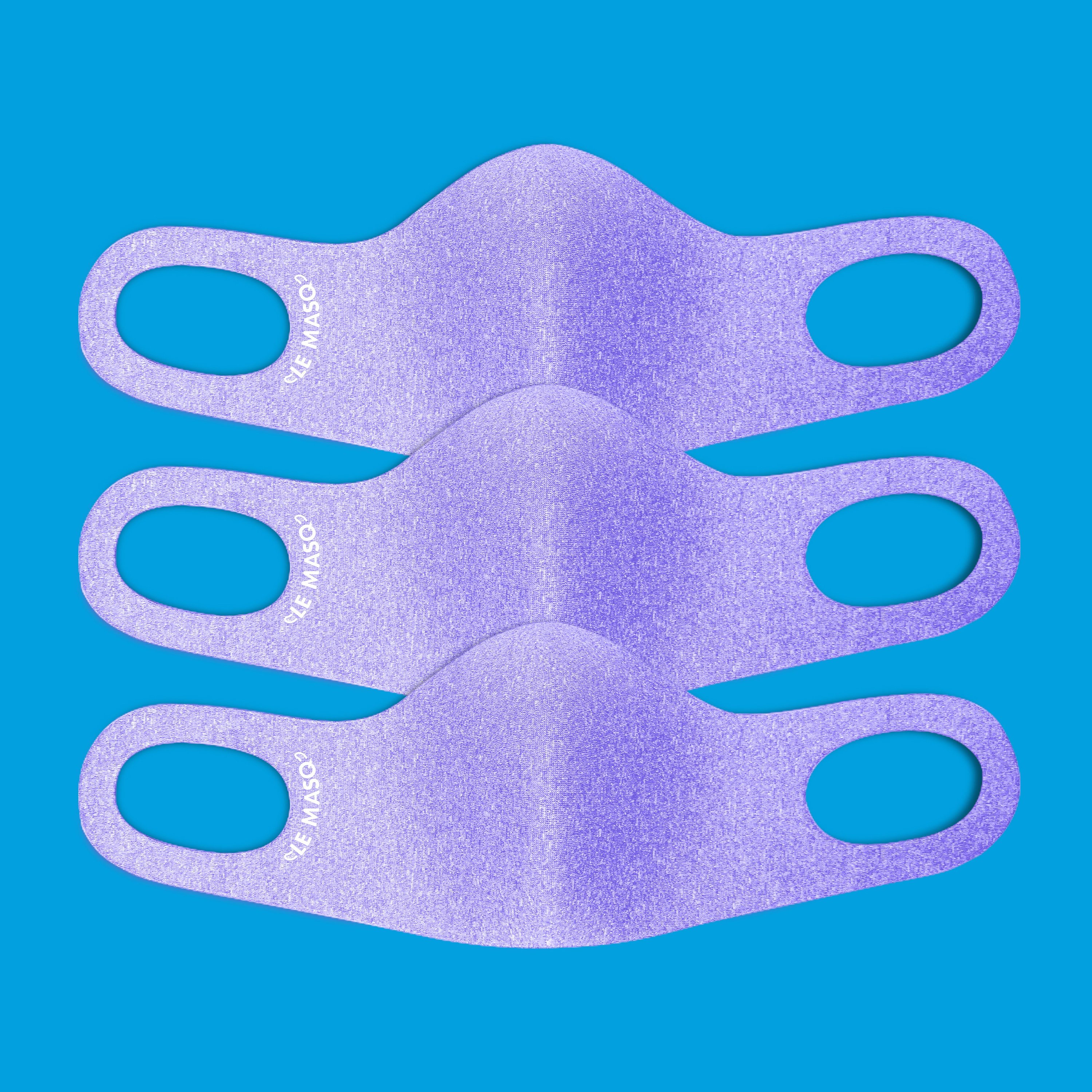 Lavender Ninja MASQ (3-Pack) featuring stylish lavender color and soft ear loops for comfort.