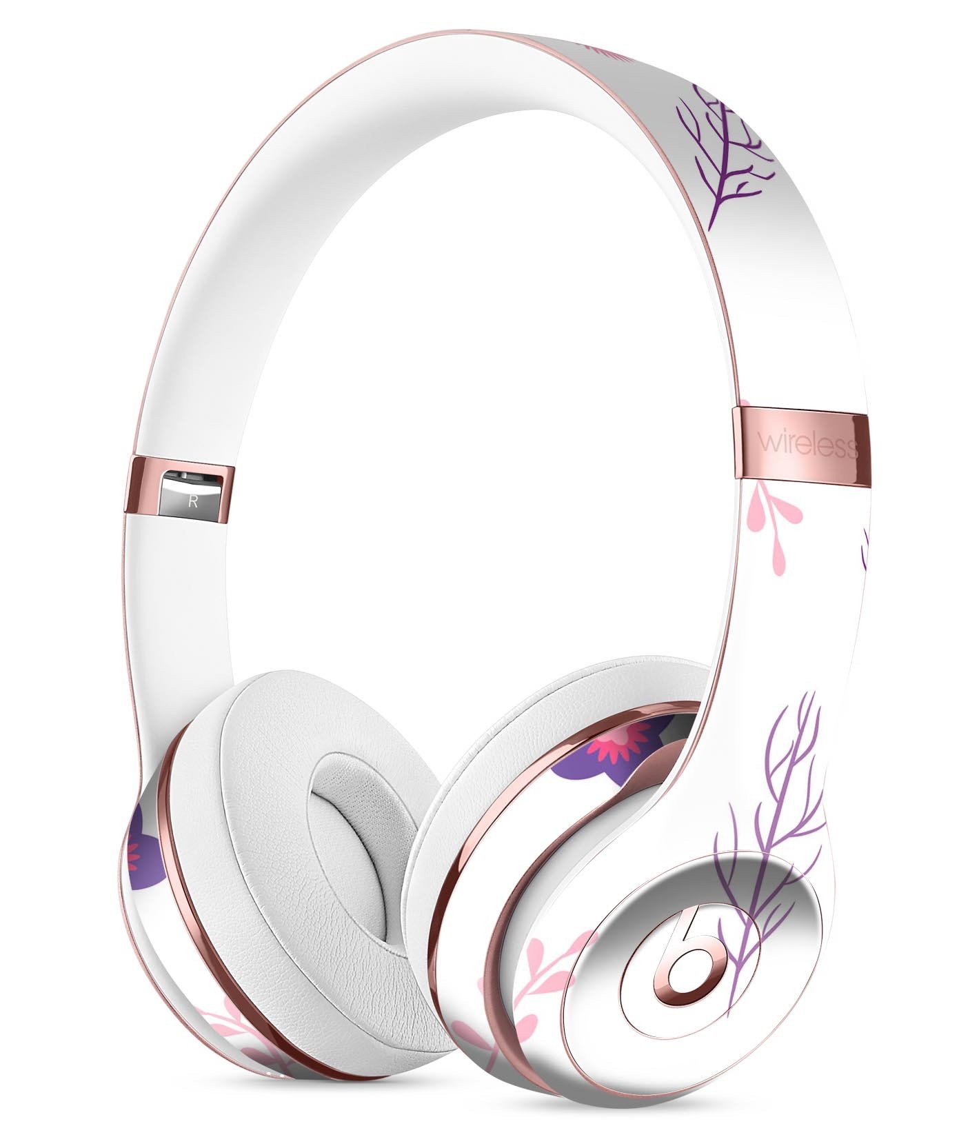 Lavender Twigs and Pink Little Flowers Skin Kit for Beats by Dre Solo 3 Wireless Headphones, showcasing vibrant floral design.