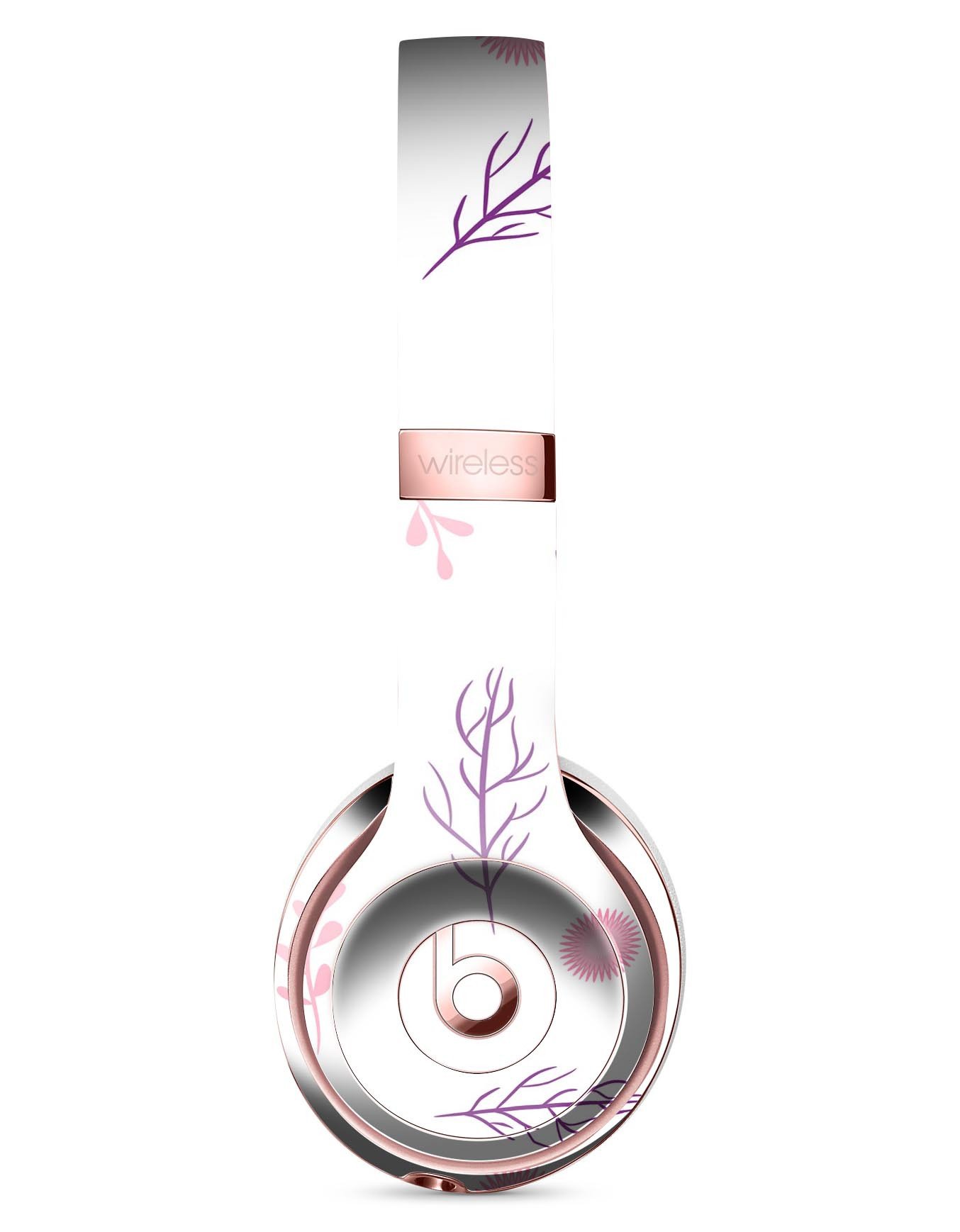 Lavender Twigs and Pink Little Flowers Skin Kit for Beats by Dre Solo 3 Wireless Headphones, showcasing vibrant floral design.