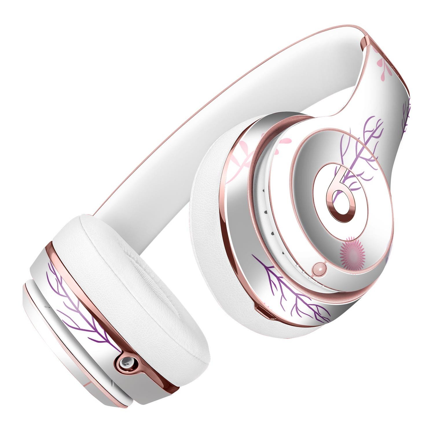 Lavender Twigs and Pink Little Flowers Skin Kit for Beats by Dre Solo 3 Wireless Headphones, showcasing vibrant floral design.