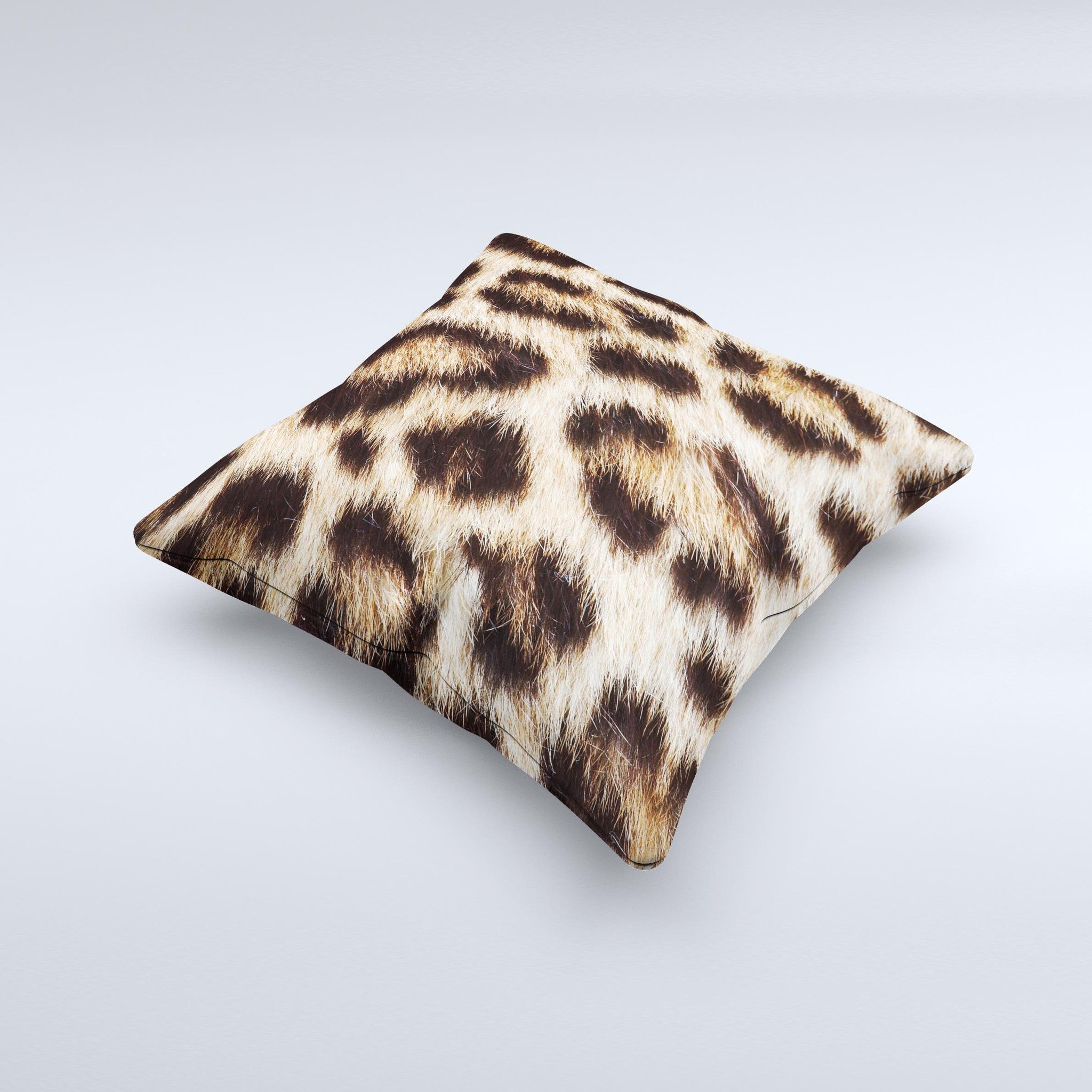 Leopard Furry Animal Hide decorative throw pillow with unique hand-produced design, showcasing luxurious fabric and vibrant colors.