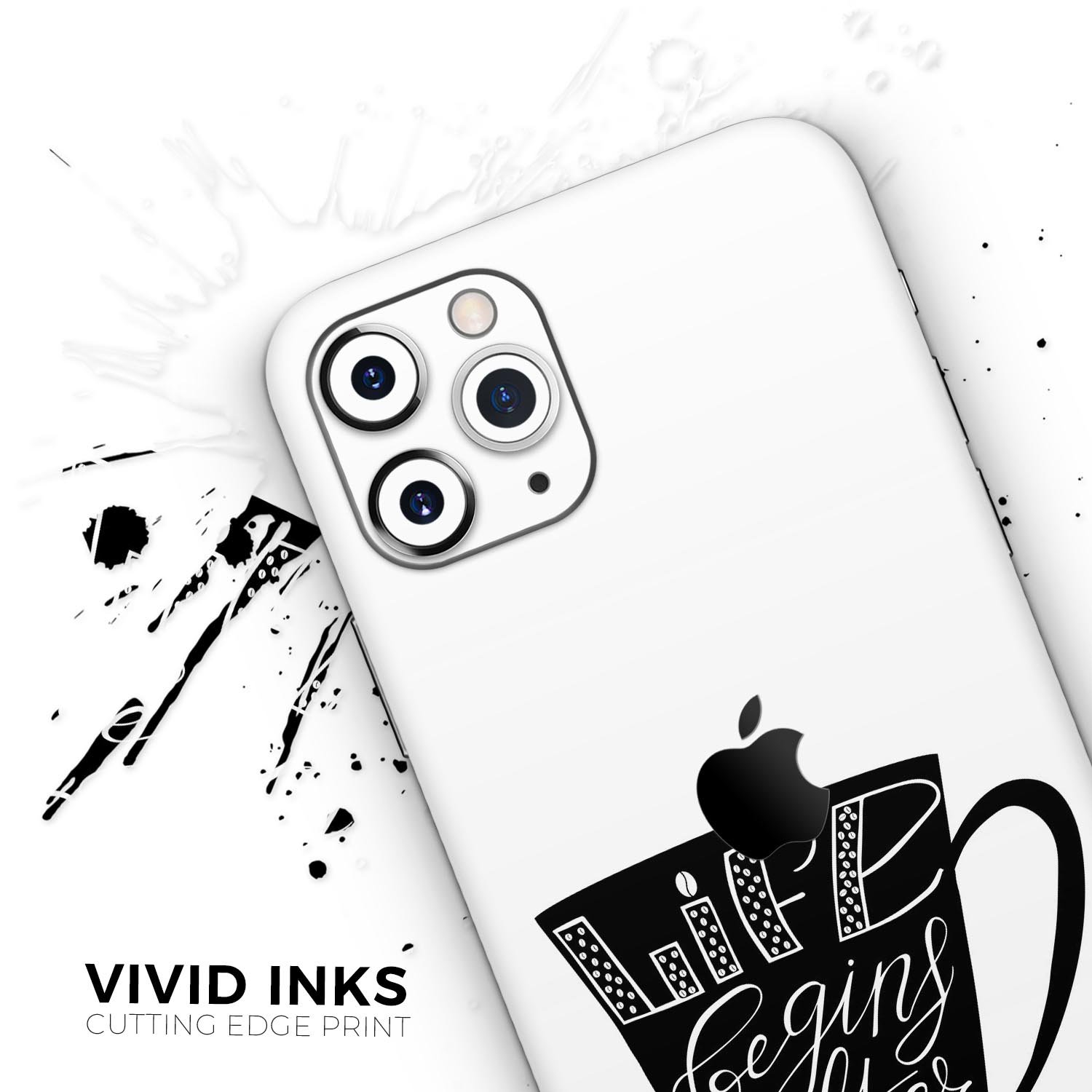 Life Begins After Coffee Skin-Kit for Apple iPhone, showcasing a stylish design with a premium vinyl finish.