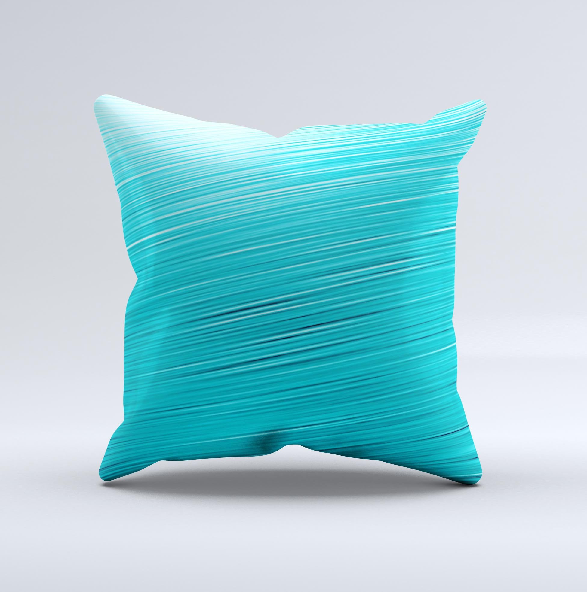 Light Blue Slanted Streaks ink-Fuzed Decorative Throw Pillow showcasing unique design and high-quality fabric.