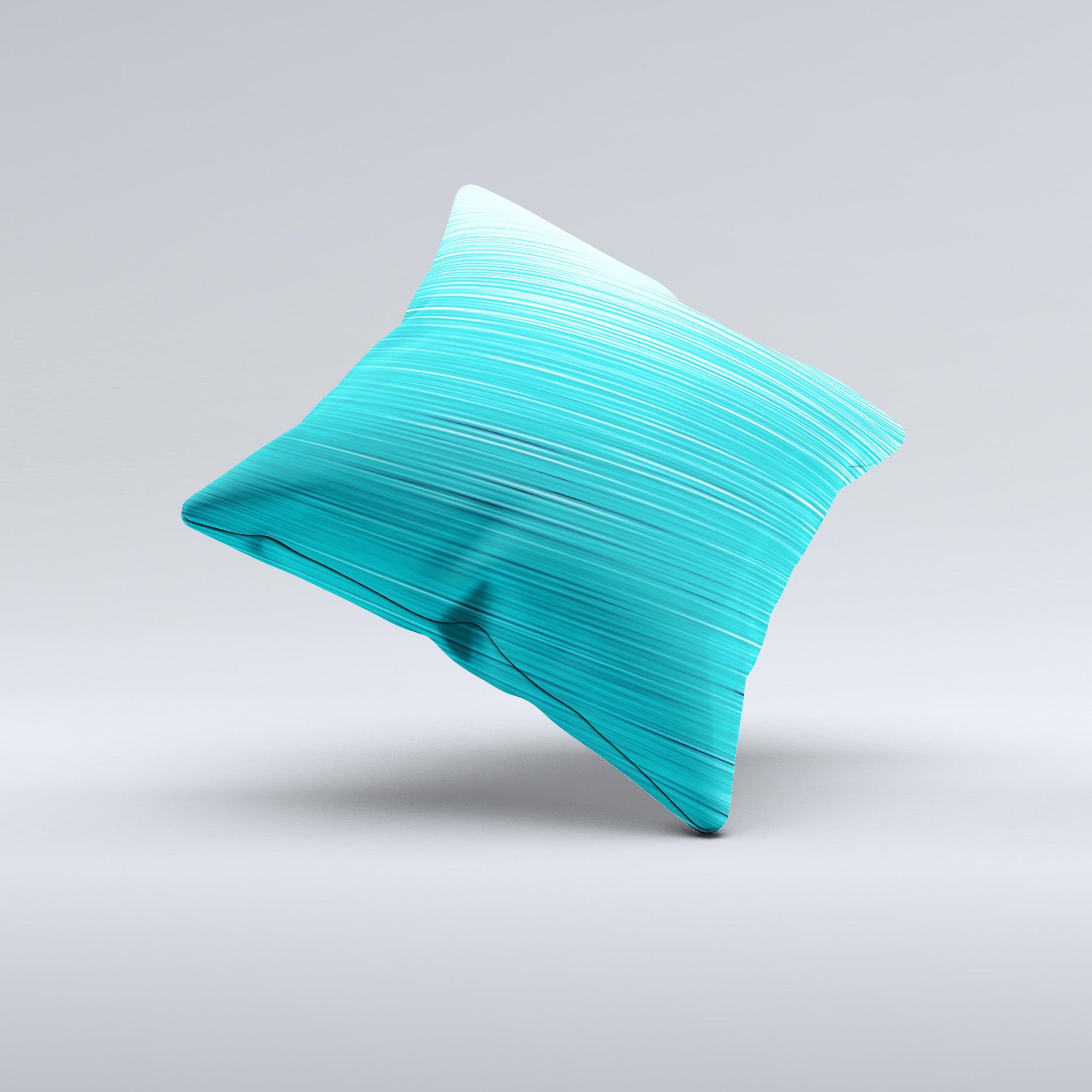 Light Blue Slanted Streaks ink-Fuzed Decorative Throw Pillow showcasing unique design and high-quality fabric.