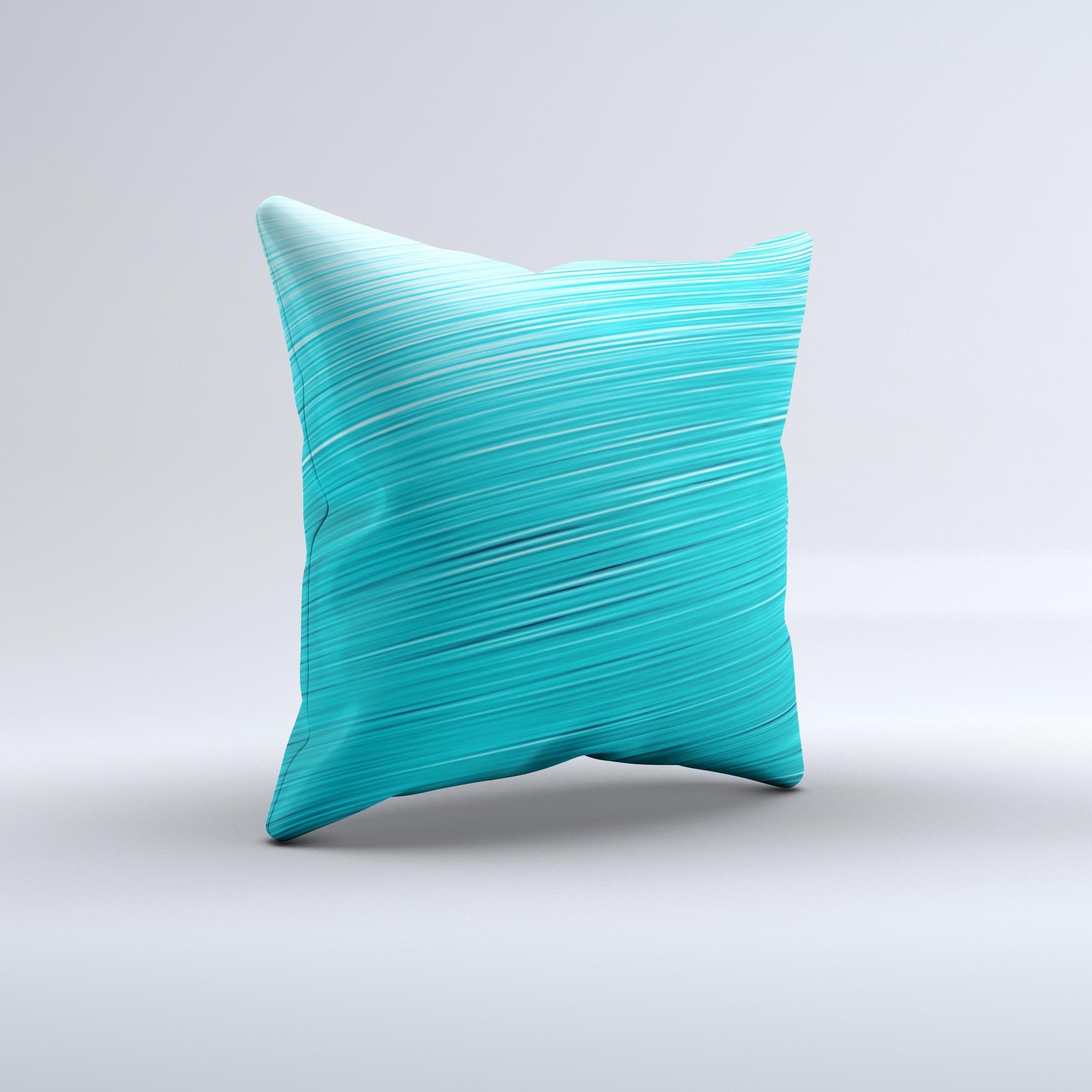 Light Blue Slanted Streaks ink-Fuzed Decorative Throw Pillow showcasing unique design and high-quality fabric.