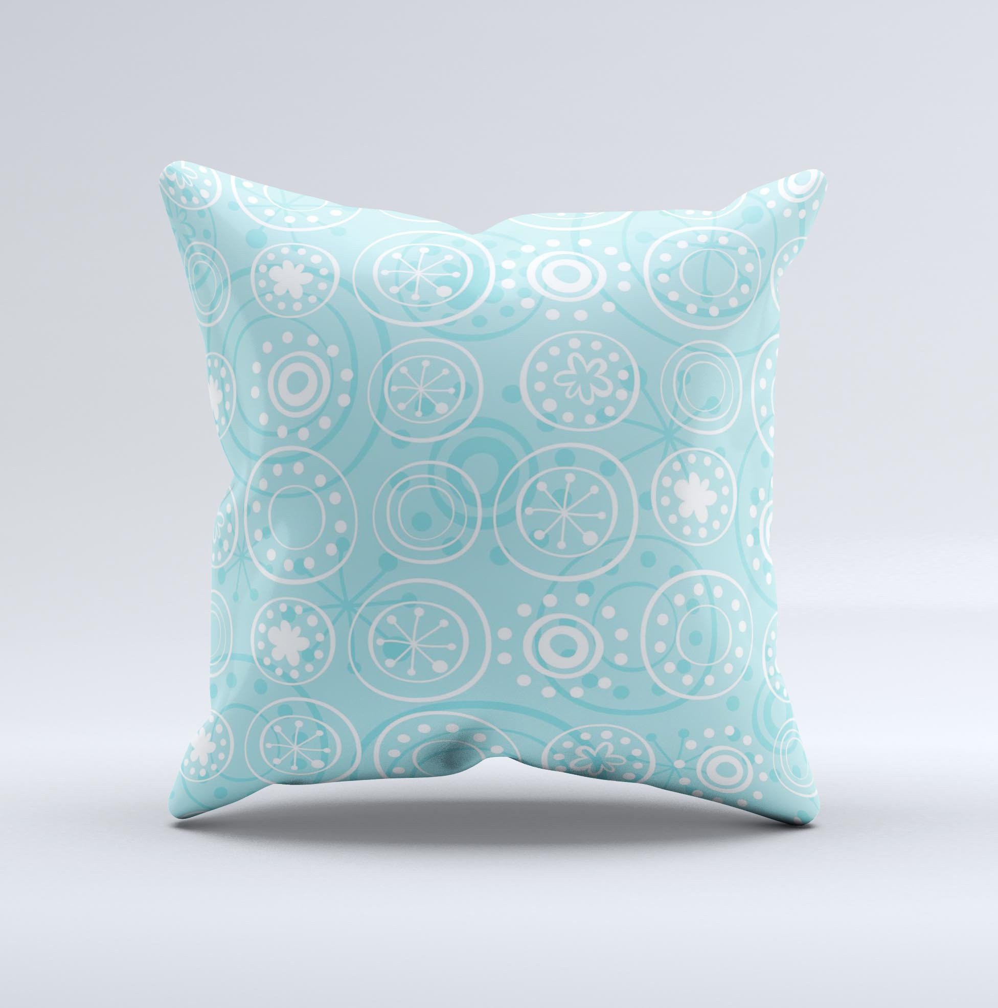 Light Blue & White Swirls V3 Ink-Fuzed Decorative Throw Pillow showcasing unique handcrafted design with soft fabric and vibrant colors.