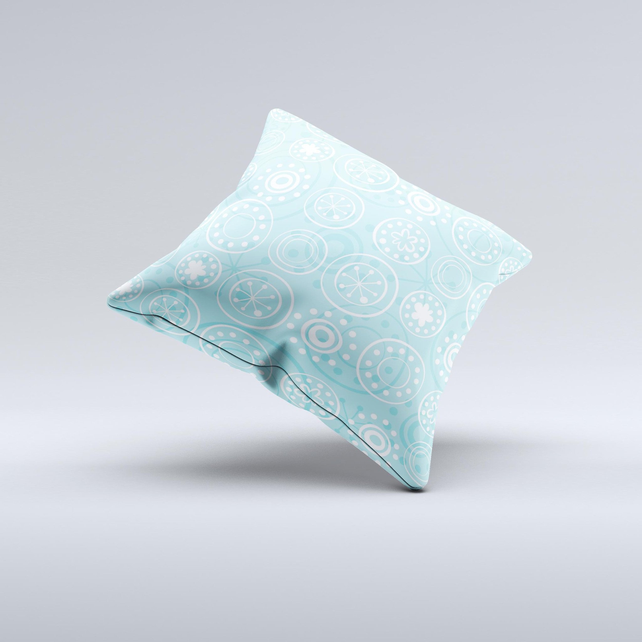 Light Blue & White Swirls V3 Ink-Fuzed Decorative Throw Pillow showcasing unique handcrafted design with soft fabric and vibrant colors.