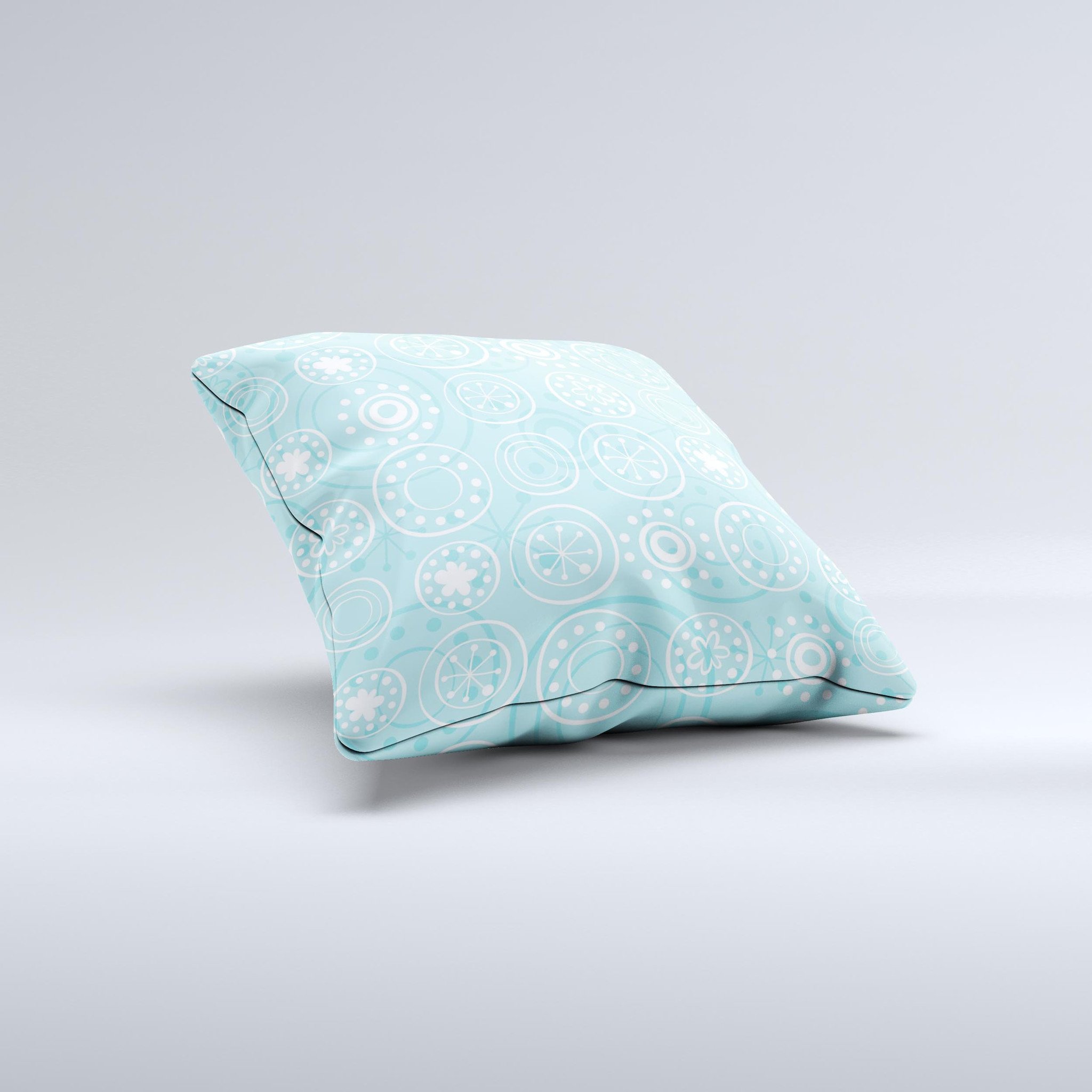 Light Blue & White Swirls V3 Ink-Fuzed Decorative Throw Pillow showcasing unique handcrafted design with soft fabric and vibrant colors.