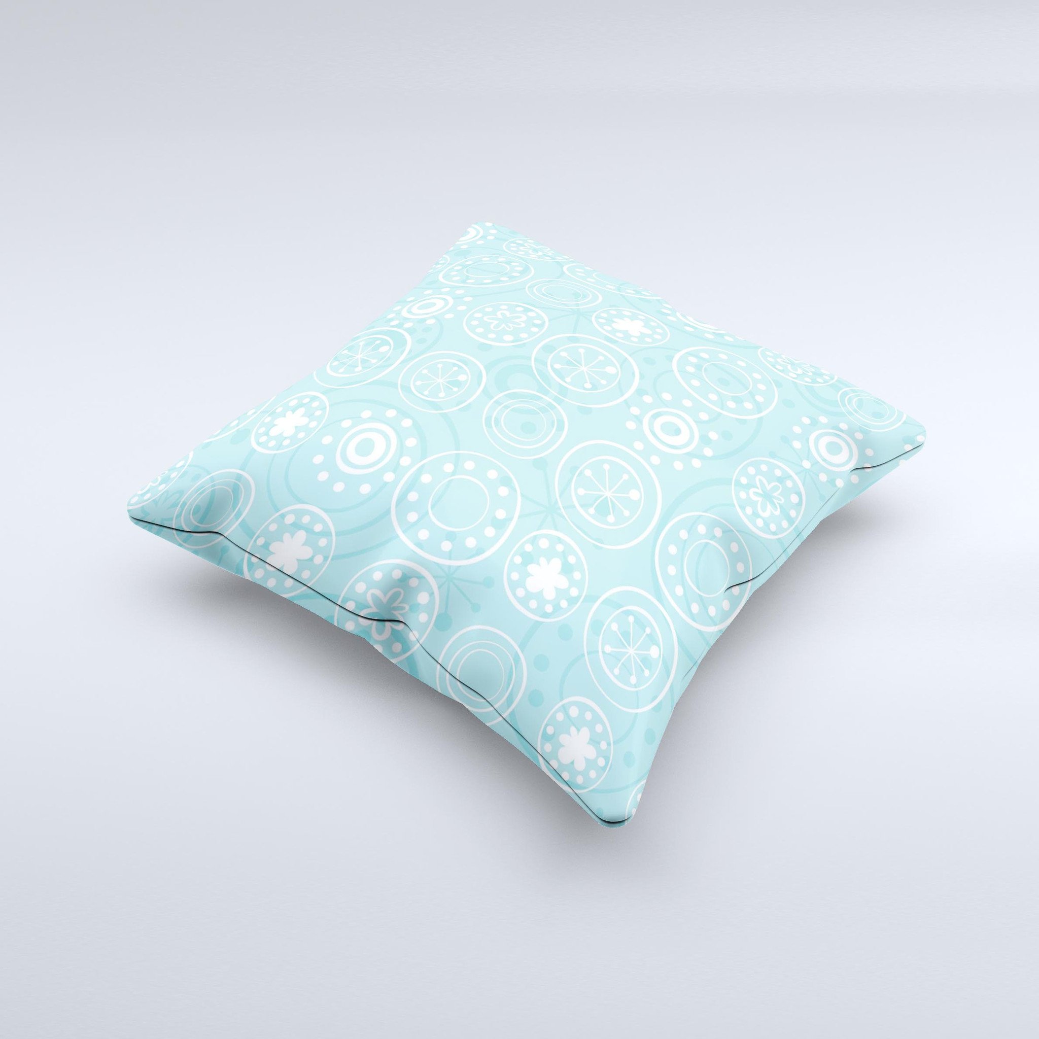 Light Blue & White Swirls V3 Ink-Fuzed Decorative Throw Pillow showcasing unique handcrafted design with soft fabric and vibrant colors.