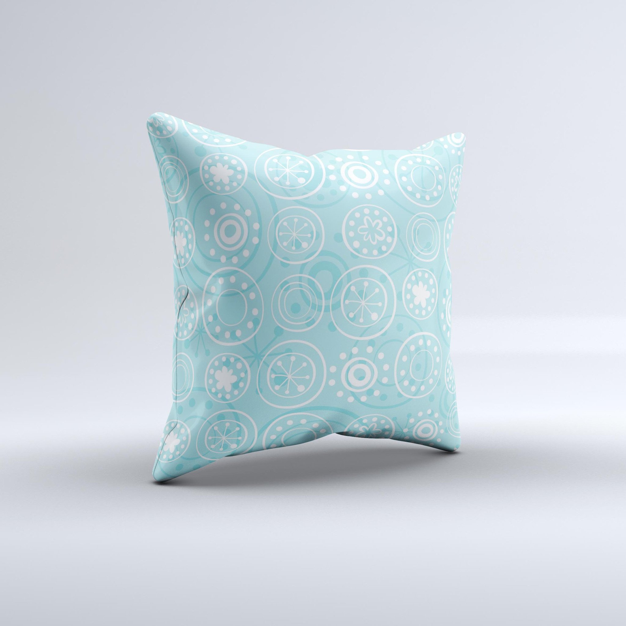 Light Blue & White Swirls V3 Ink-Fuzed Decorative Throw Pillow showcasing unique handcrafted design with soft fabric and vibrant colors.