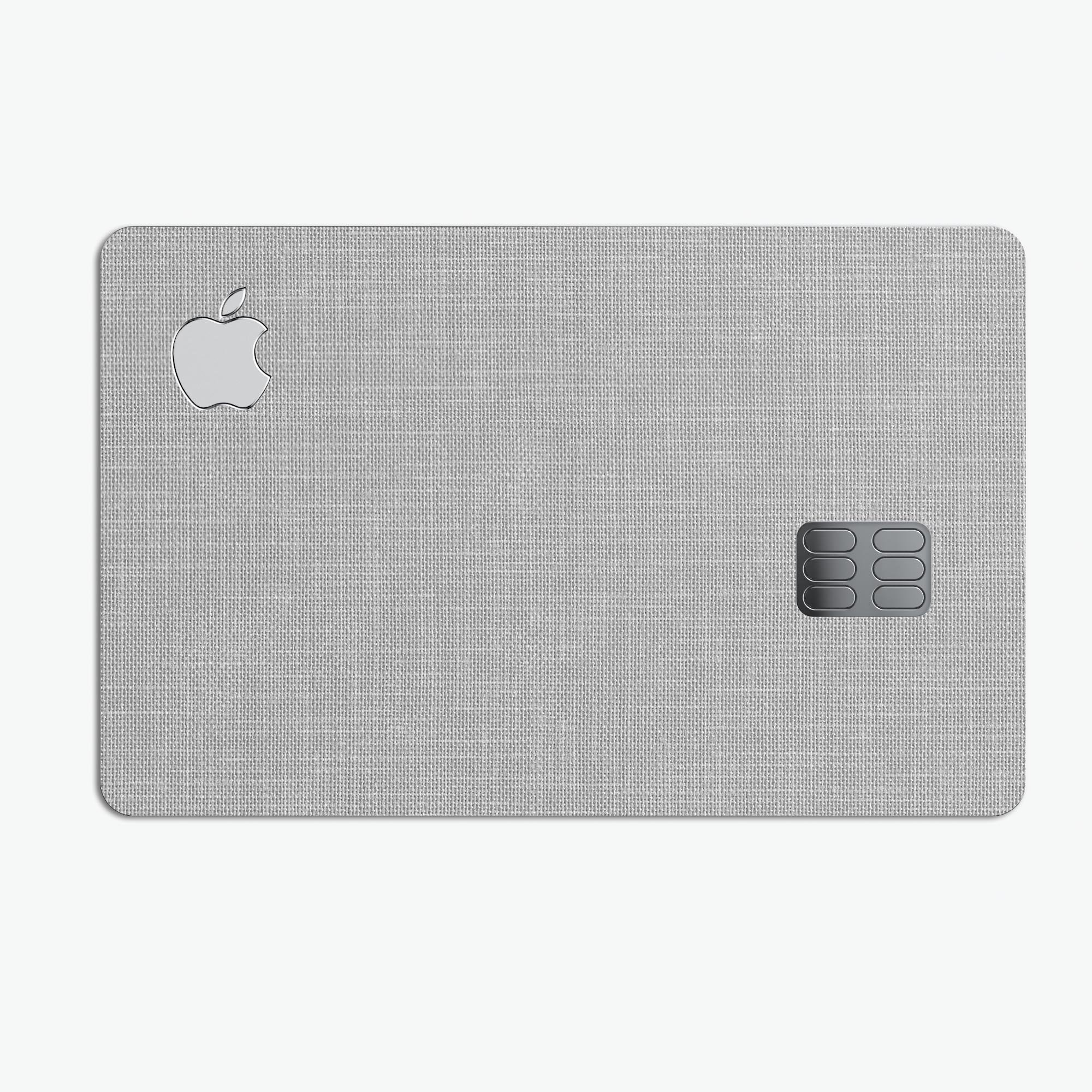 Light Gray Scratched Fabric Pattern decal for Apple Card, showcasing premium vinyl material and stylish design.