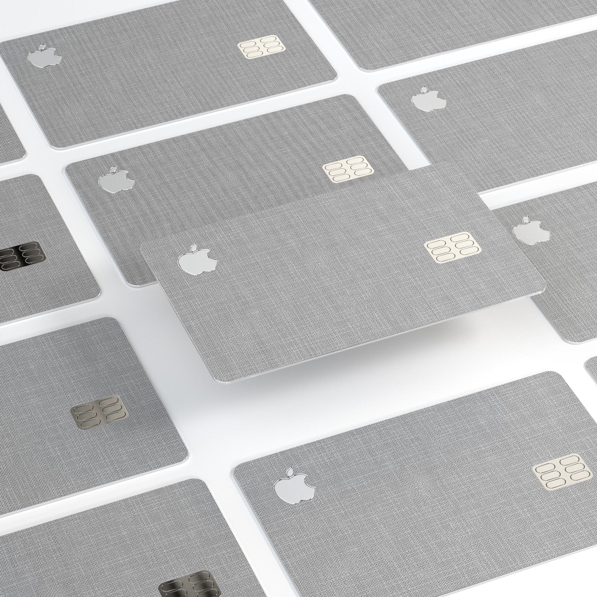 Light Gray Scratched Fabric Pattern decal for Apple Card, showcasing premium vinyl material and stylish design.