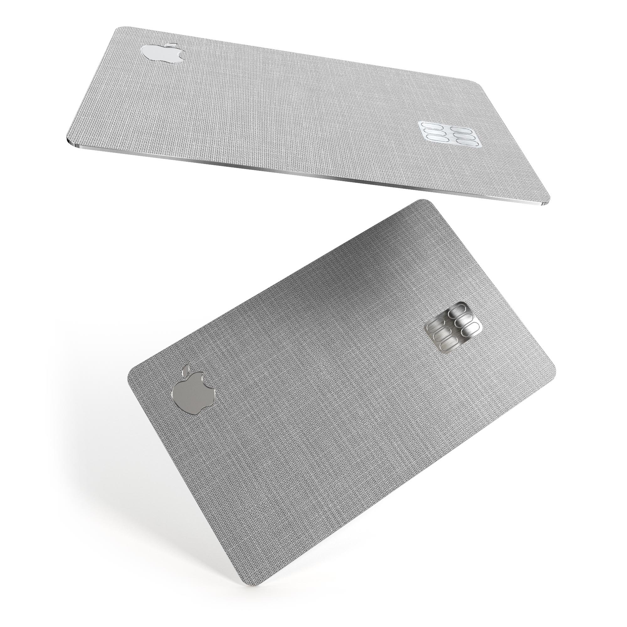 Light Gray Scratched Fabric Pattern decal for Apple Card, showcasing premium vinyl material and stylish design.