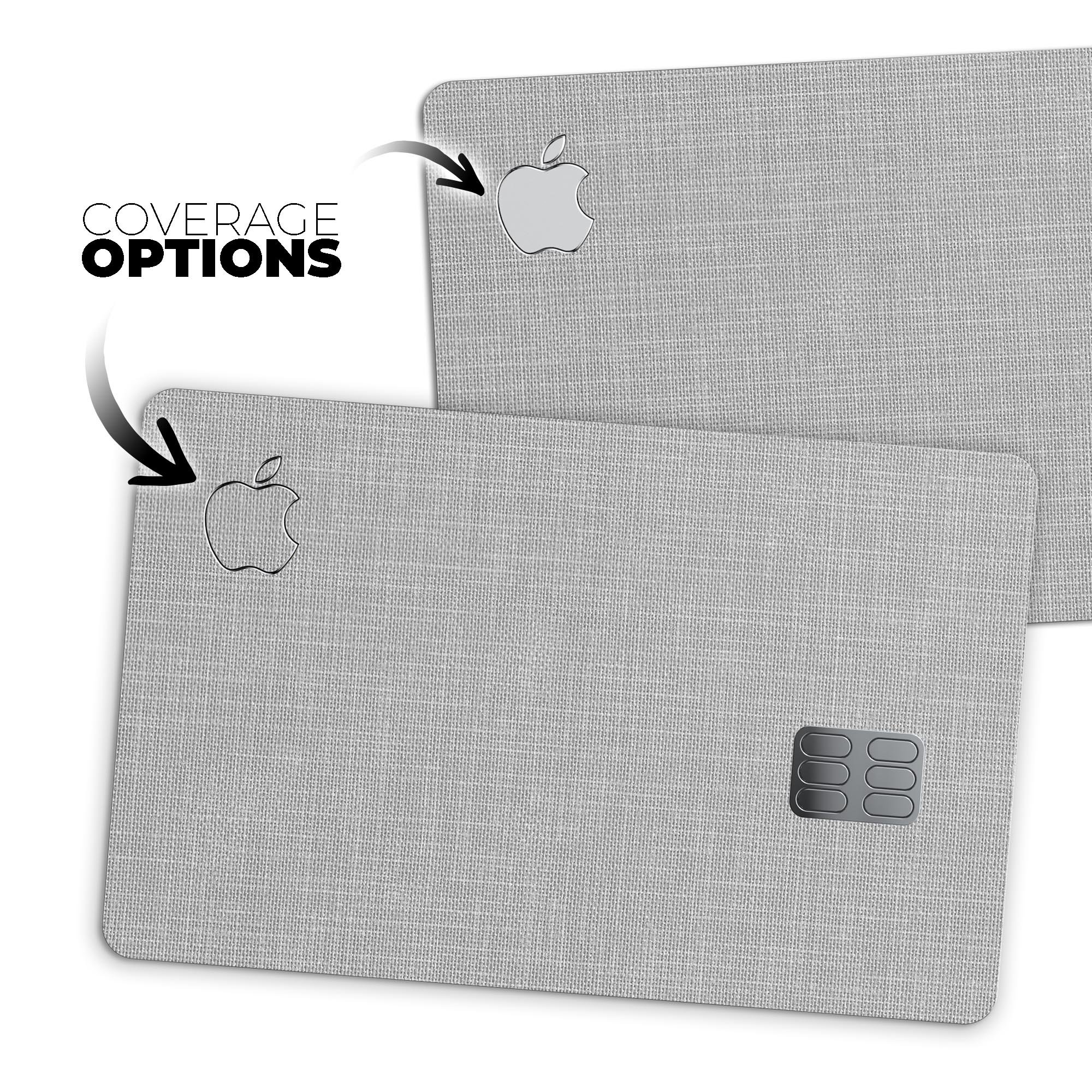 Light Gray Scratched Fabric Pattern decal for Apple Card, showcasing premium vinyl material and stylish design.