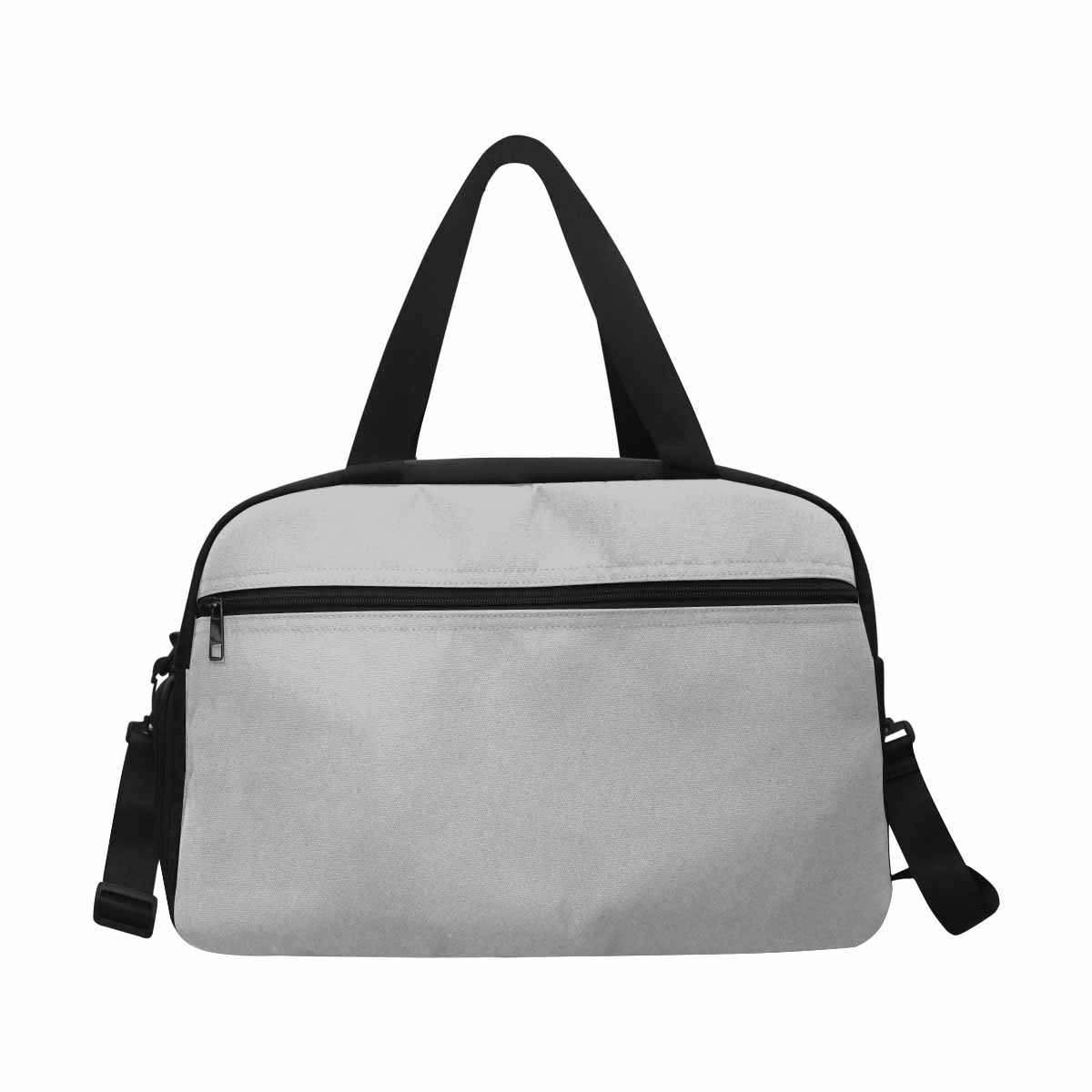 Light Grey Tote and Crossbody Travel Bag made from durable nylon, featuring spacious compartments and adjustable strap.