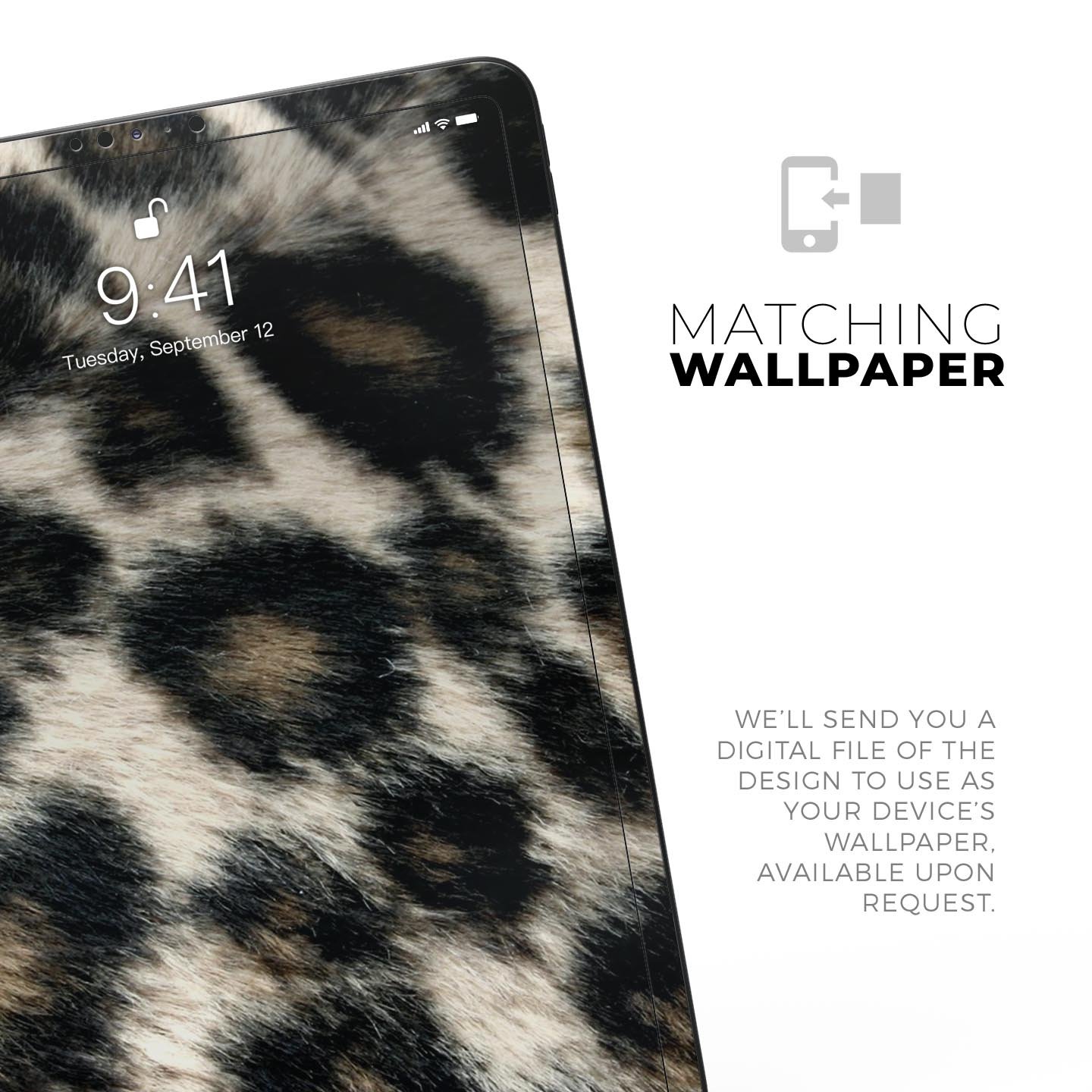 Light Leopard Fur Full Body Skin Decal for Apple iPad Pro 12.9", showcasing a stylish leopard print design.