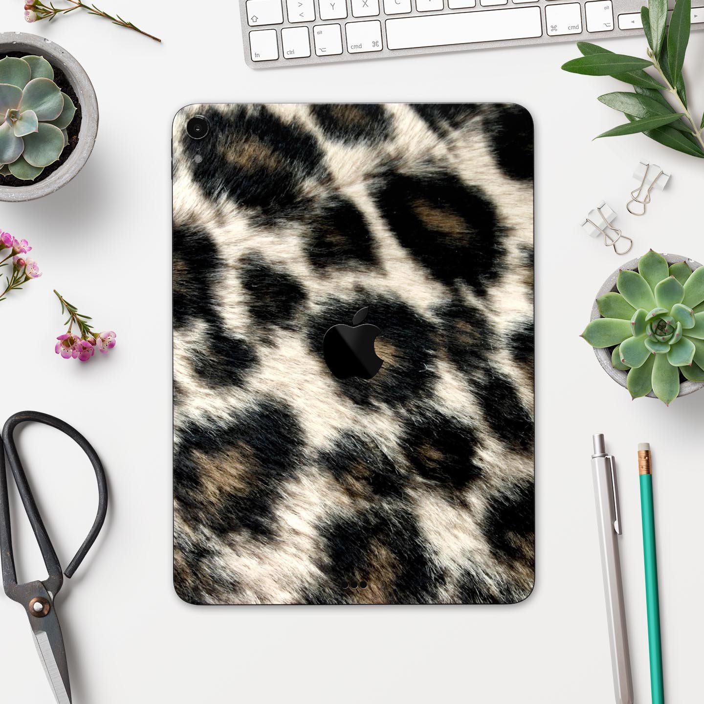 Light Leopard Fur Full Body Skin Decal for Apple iPad Pro 12.9", showcasing a stylish leopard print design.