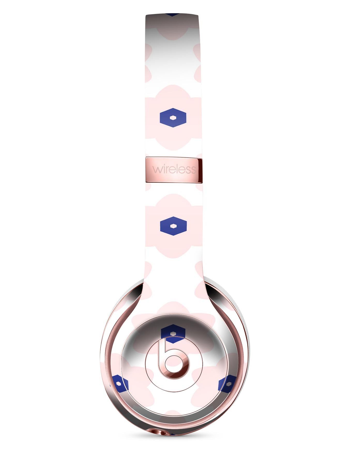 Light Pink Animated Flower Pattern Skin Kit for Beats by Dre Solo 3 Wireless Headphones, showcasing vibrant floral design.