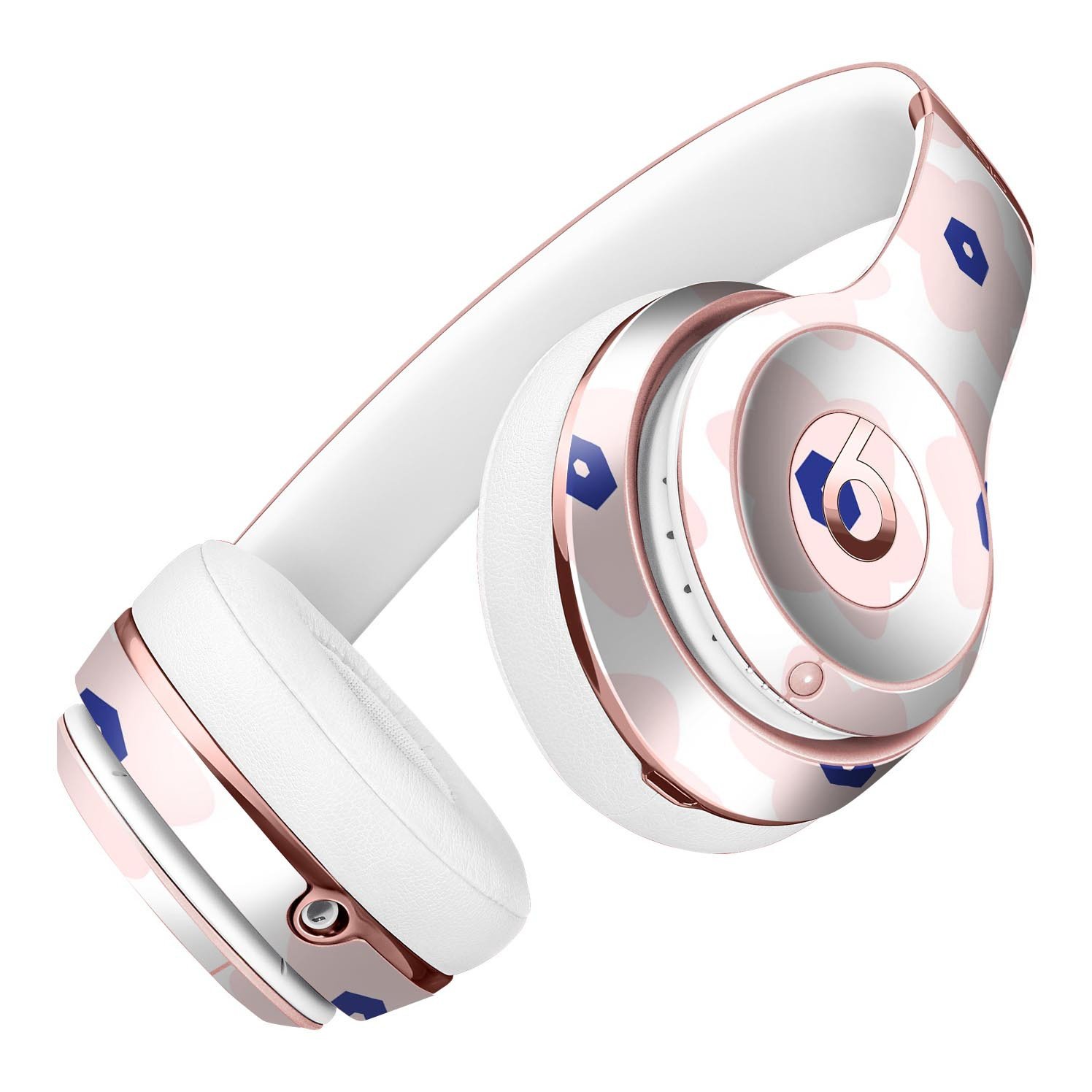 Light Pink Animated Flower Pattern Skin Kit for Beats by Dre Solo 3 Wireless Headphones, showcasing vibrant floral design.