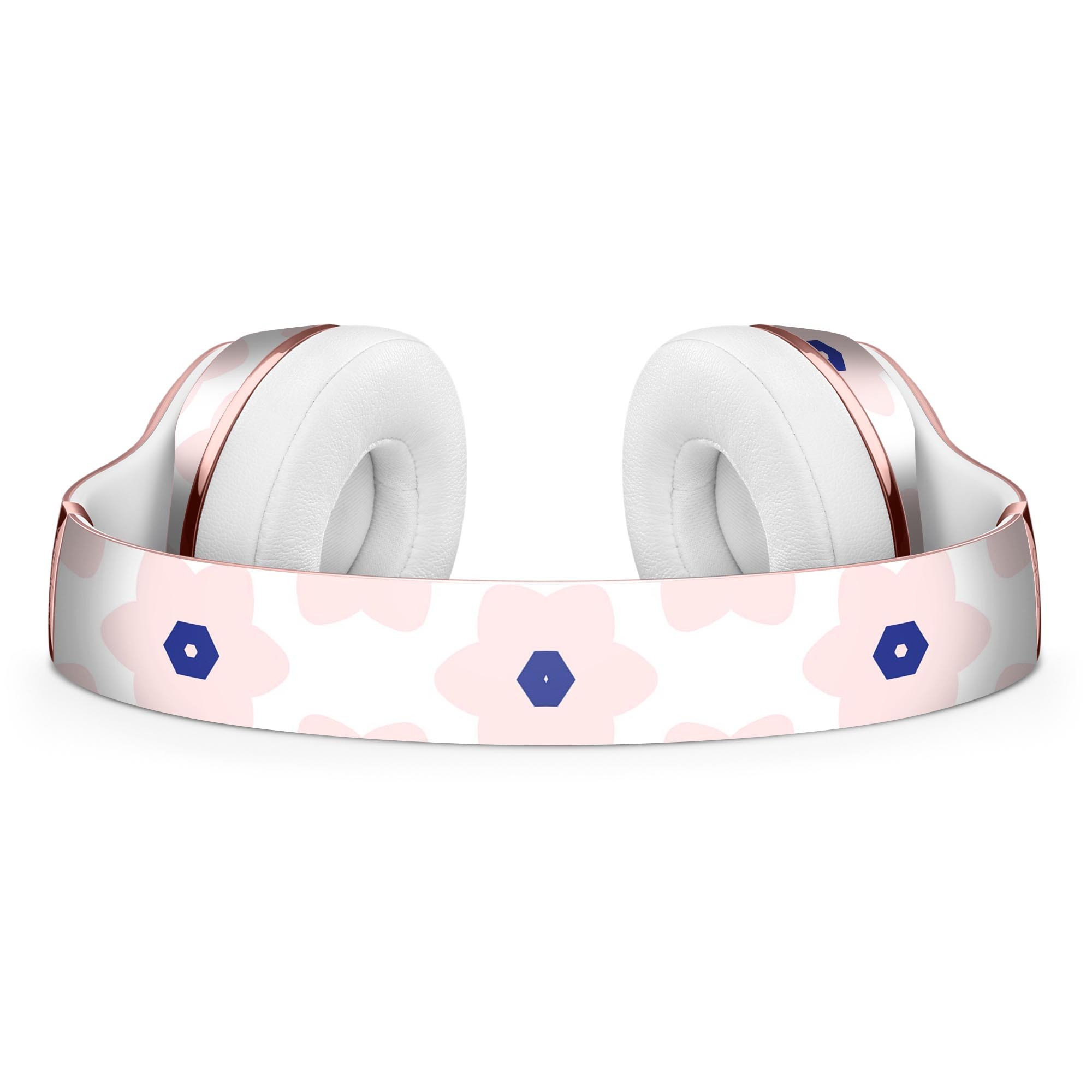 Light Pink Animated Flower Pattern Skin Kit for Beats by Dre Solo 3 Wireless Headphones, showcasing vibrant floral design.