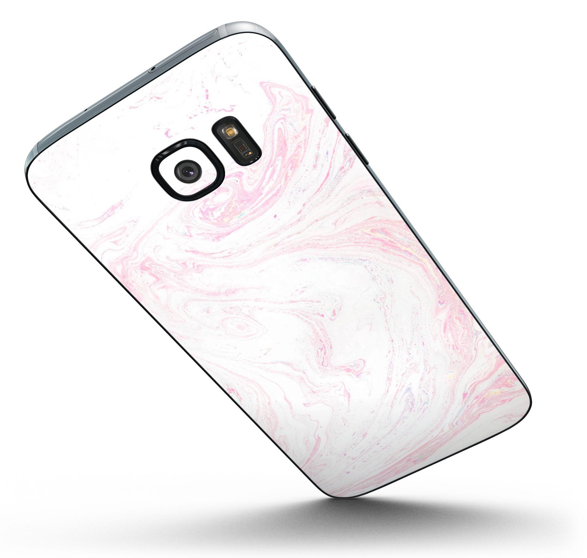 Light Pink Textured Marble Skin-Kit for Samsung Galaxy S7 and S7 Edge, showcasing a stylish design with premium vinyl material.