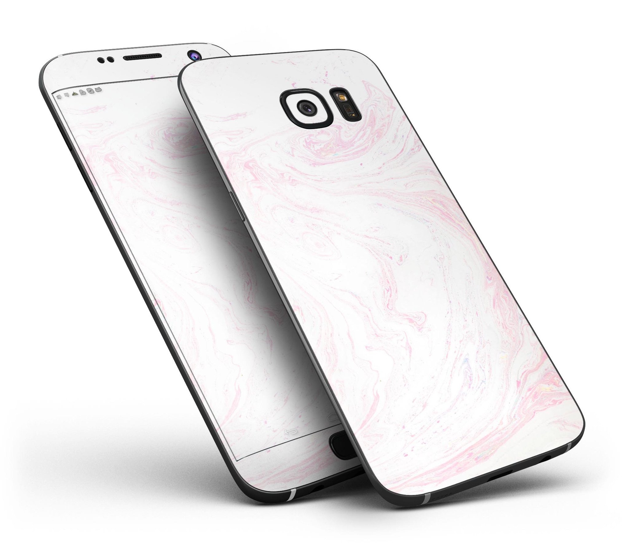 Light Pink Textured Marble Skin-Kit for Samsung Galaxy S7 and S7 Edge, showcasing a stylish design with premium vinyl material.