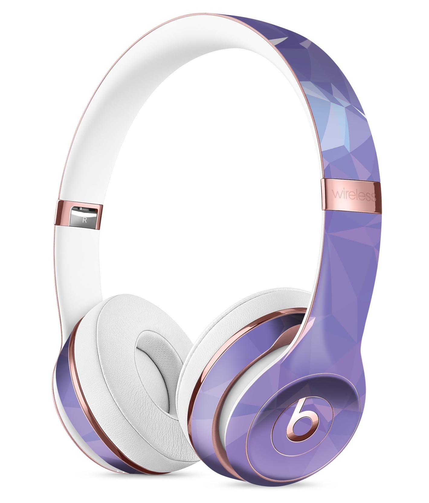 Light Purple Geometric V13 Full-Body Skin Kit for Beats by Dre Solo 3 Wireless Headphones, showcasing a stylish geometric design.