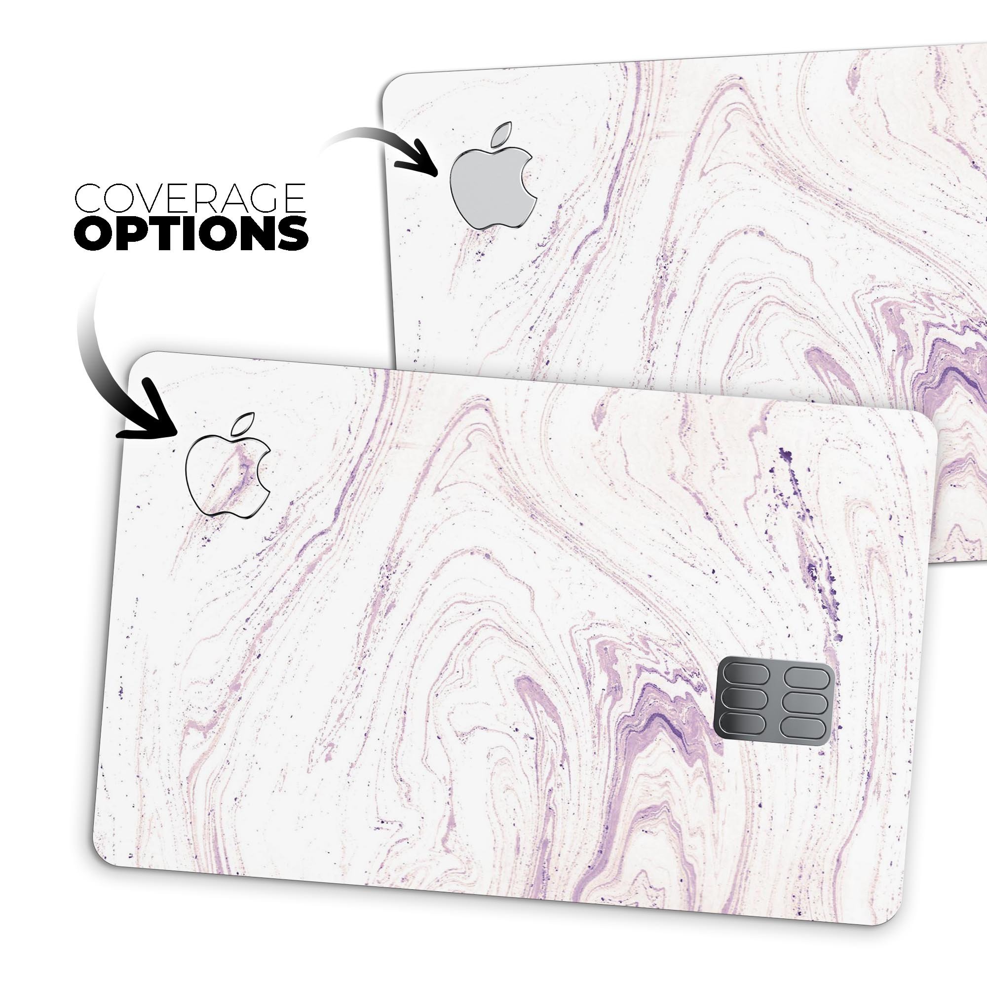 Light Purple Textured Marble skin decal for Apple Card, showcasing premium vinyl material and stylish design.